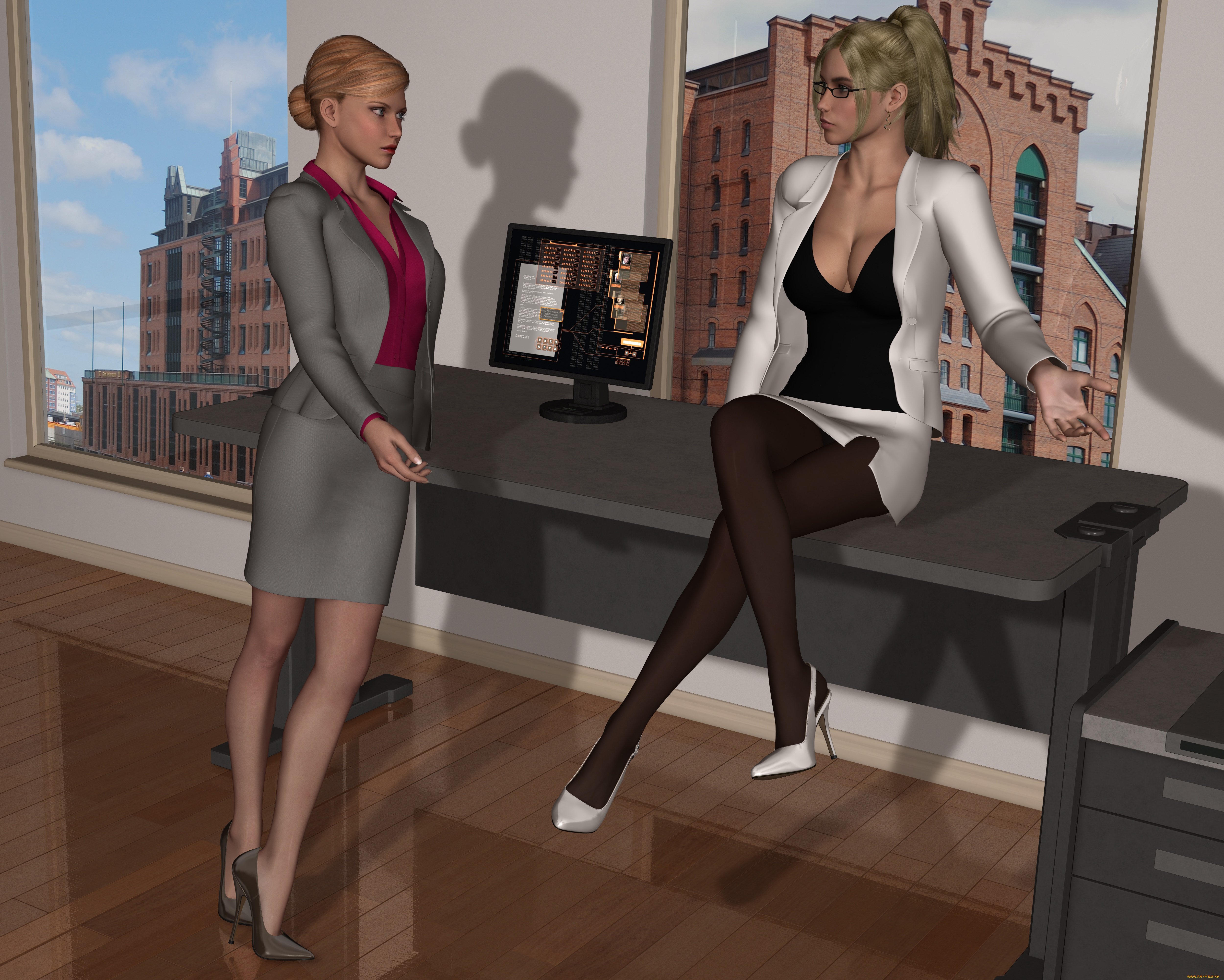 she, wolf, ii, 3д, графика, фантазия, , fantasy, взгляд, девушки, стол, фон