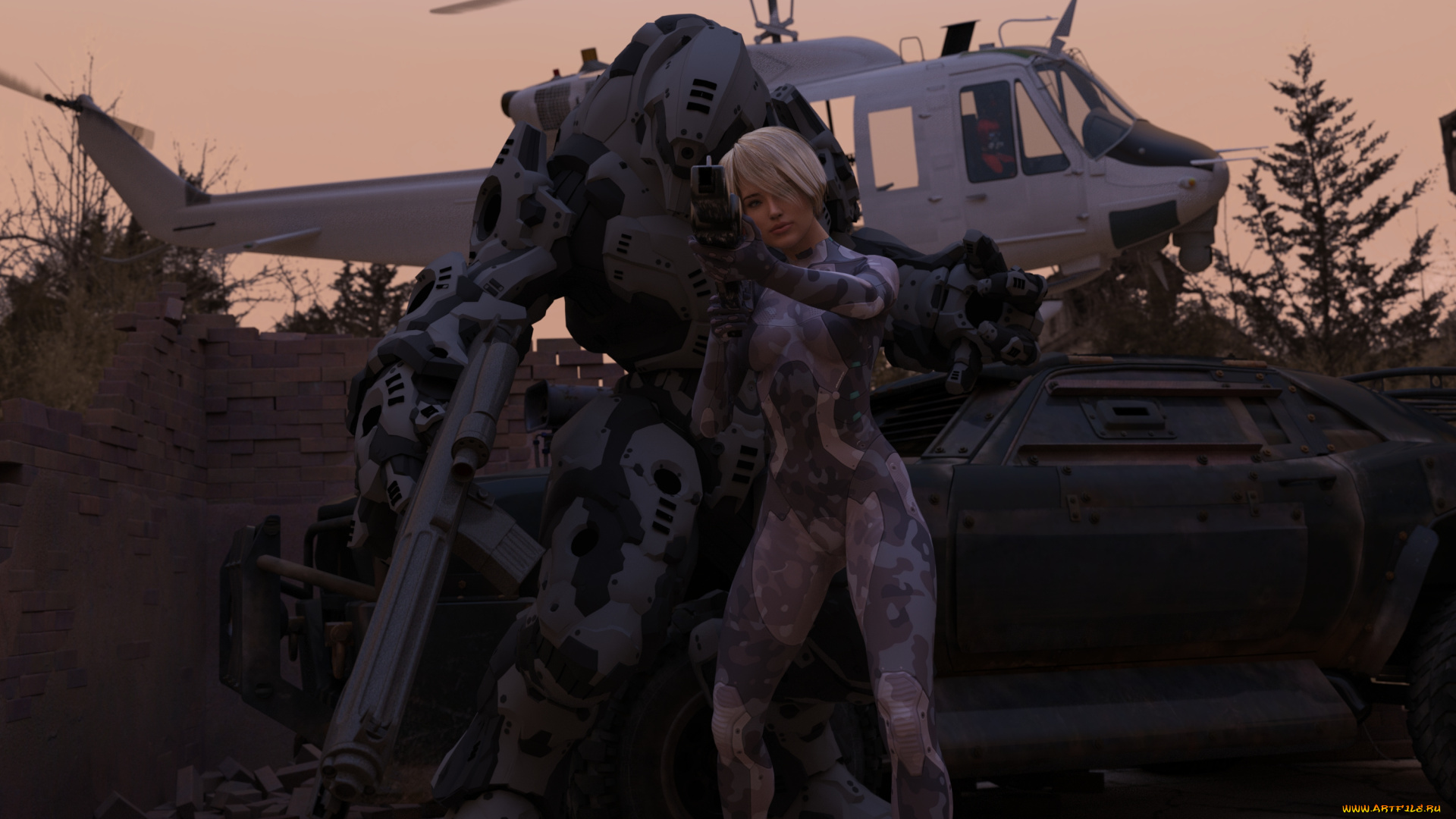 3д, графика, фантазия, , fantasy, взгляд, девушка, оружие, фон