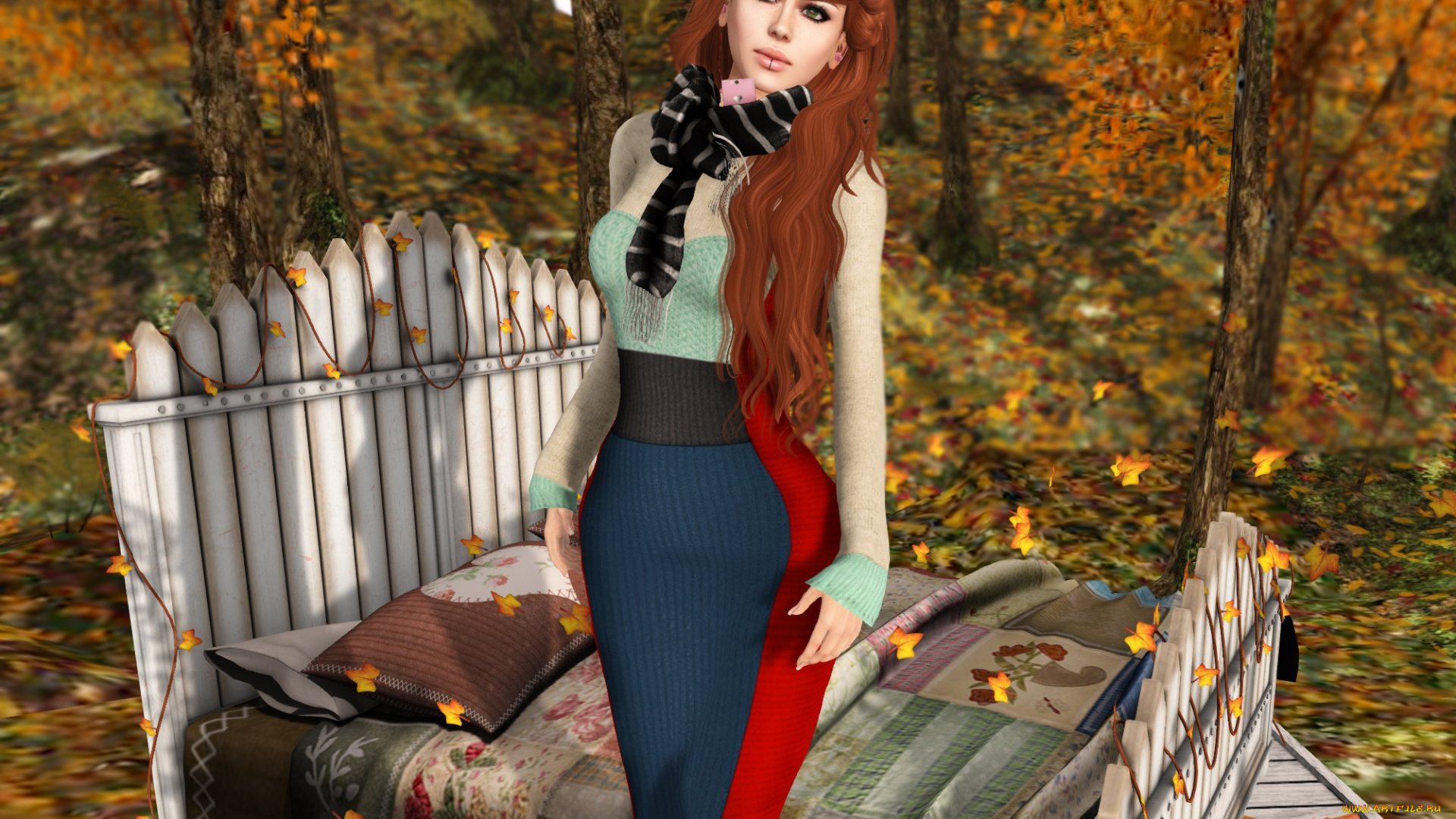 3д, графика, люди, , people, фон, рыжая, взгляд, девушка