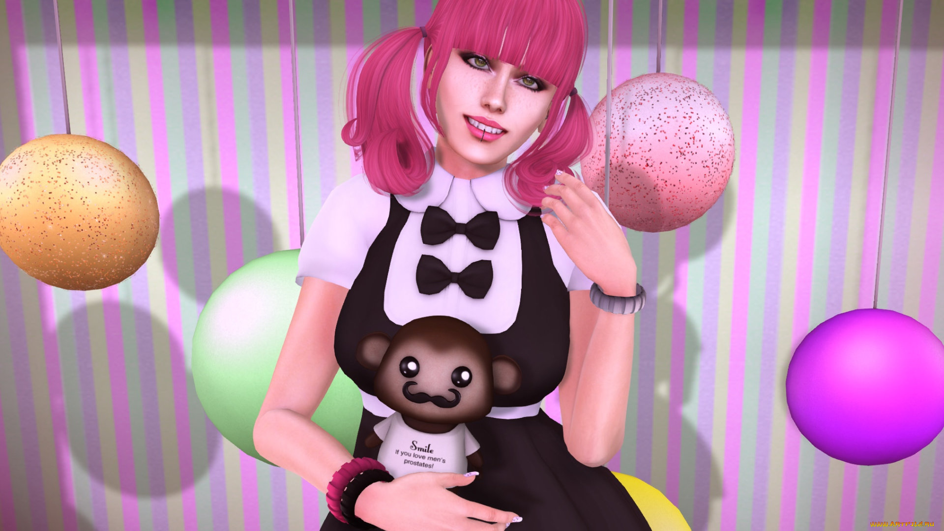 3д, графика, люди, , people, фон, рыжая, взгляд, девушка