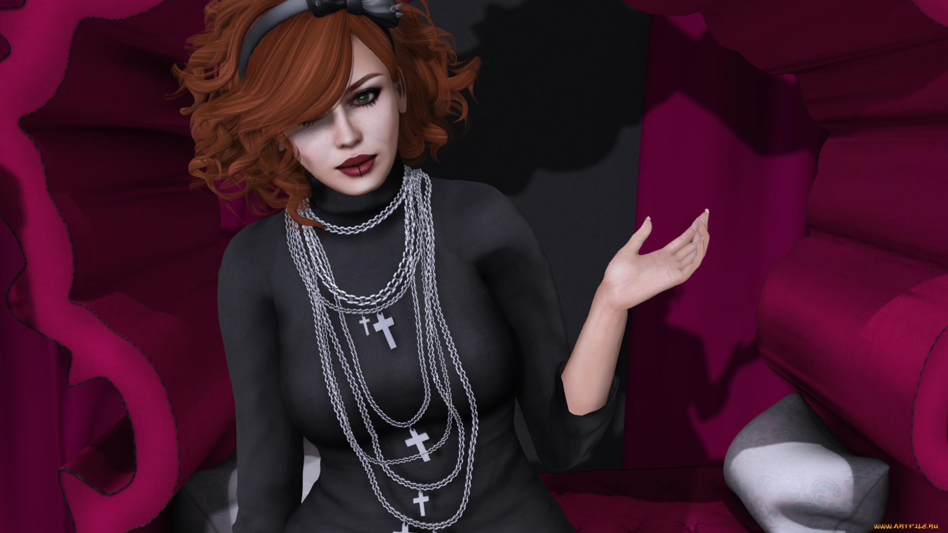 3д, графика, люди, , people, фон, взгляд, девушка, рыжая