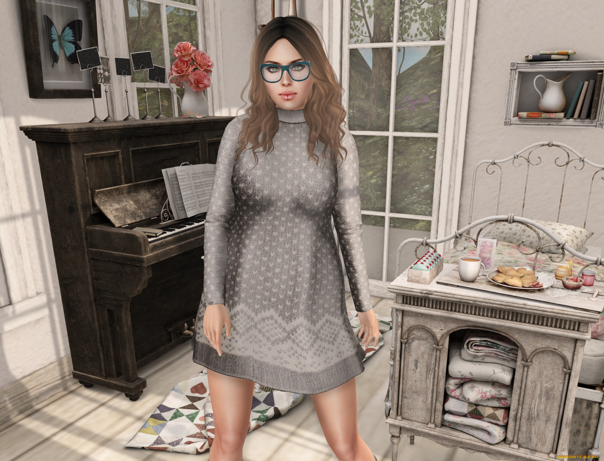 3д, графика, люди, , people, взгляд, фон, девушка