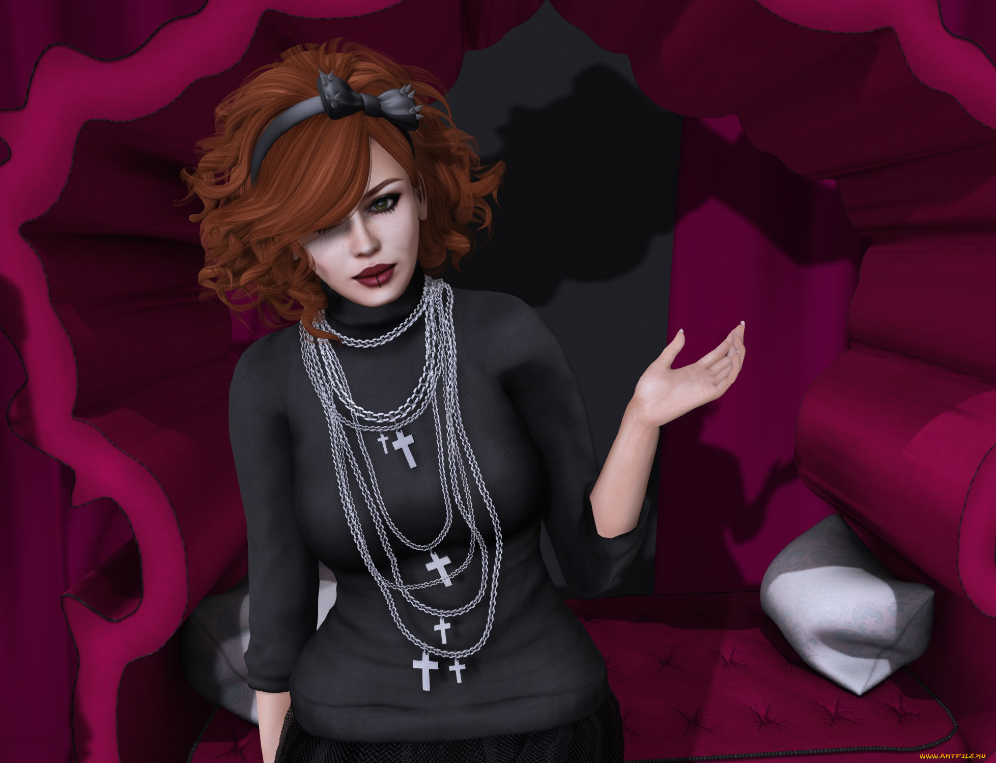 3д, графика, люди, , people, фон, взгляд, девушка, рыжая