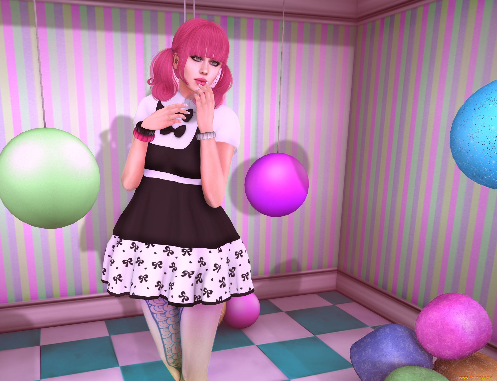 3д, графика, люди, , people, девушка, рыжая, фон, взгляд