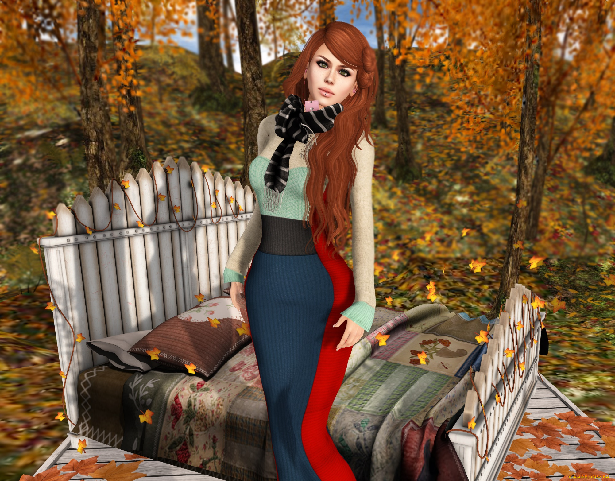 3д, графика, люди, , people, фон, рыжая, взгляд, девушка