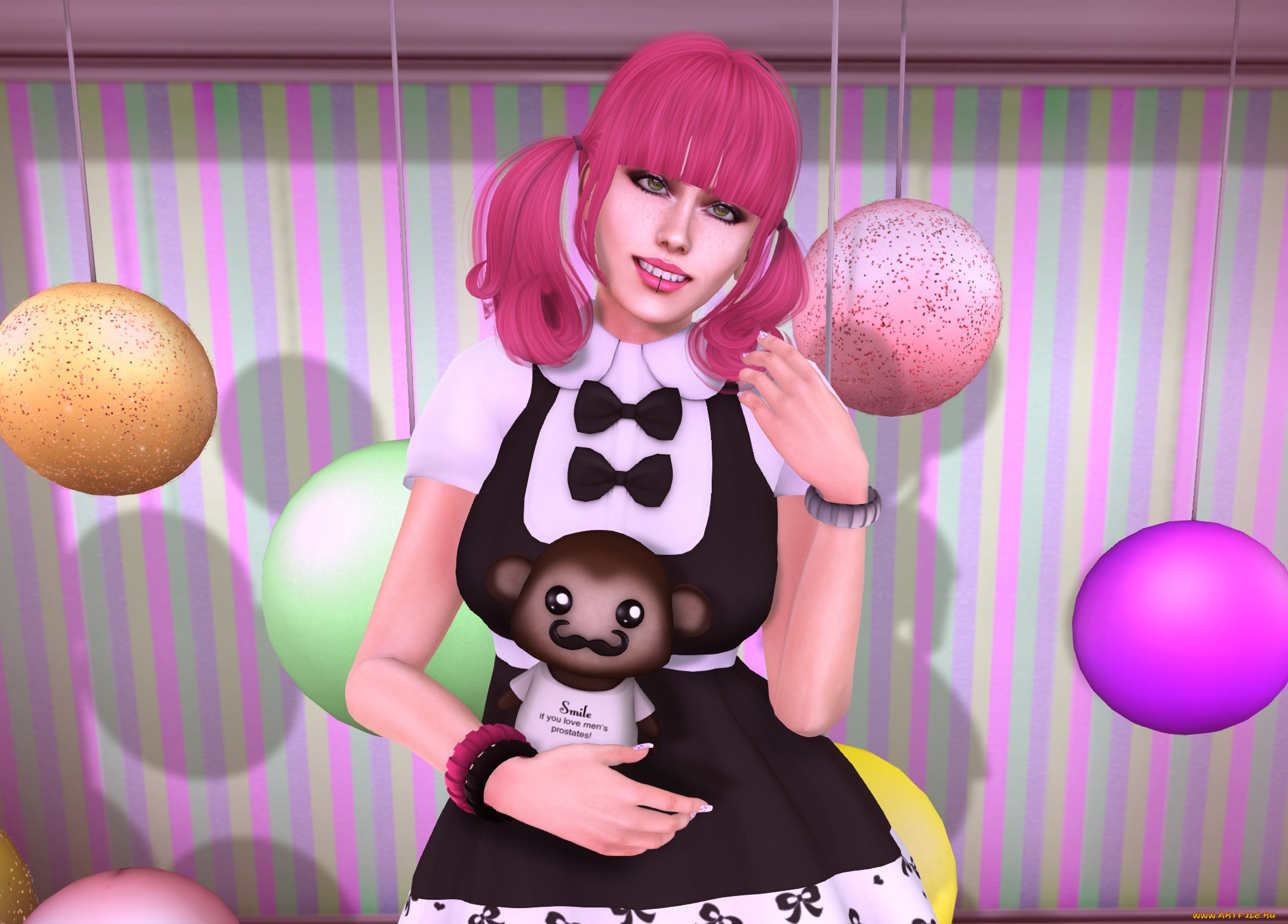 3д, графика, люди, , people, фон, рыжая, взгляд, девушка