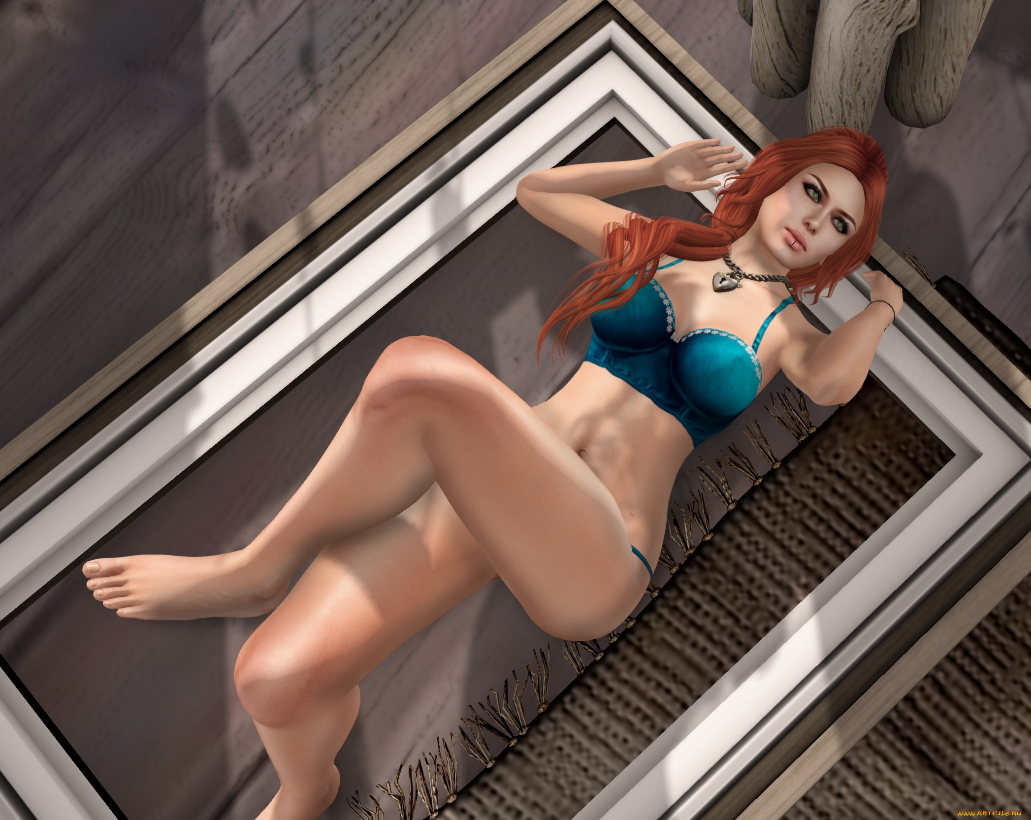 3д, графика, люди, , people, рыжая, фон, взгляд, девушка