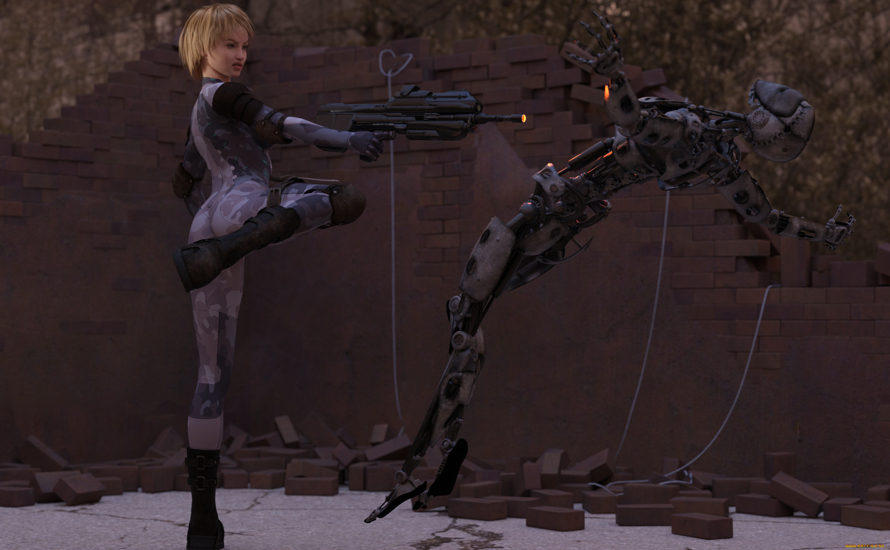 3д, графика, фантазия, , fantasy, фон, оружие, взгляд, девушка