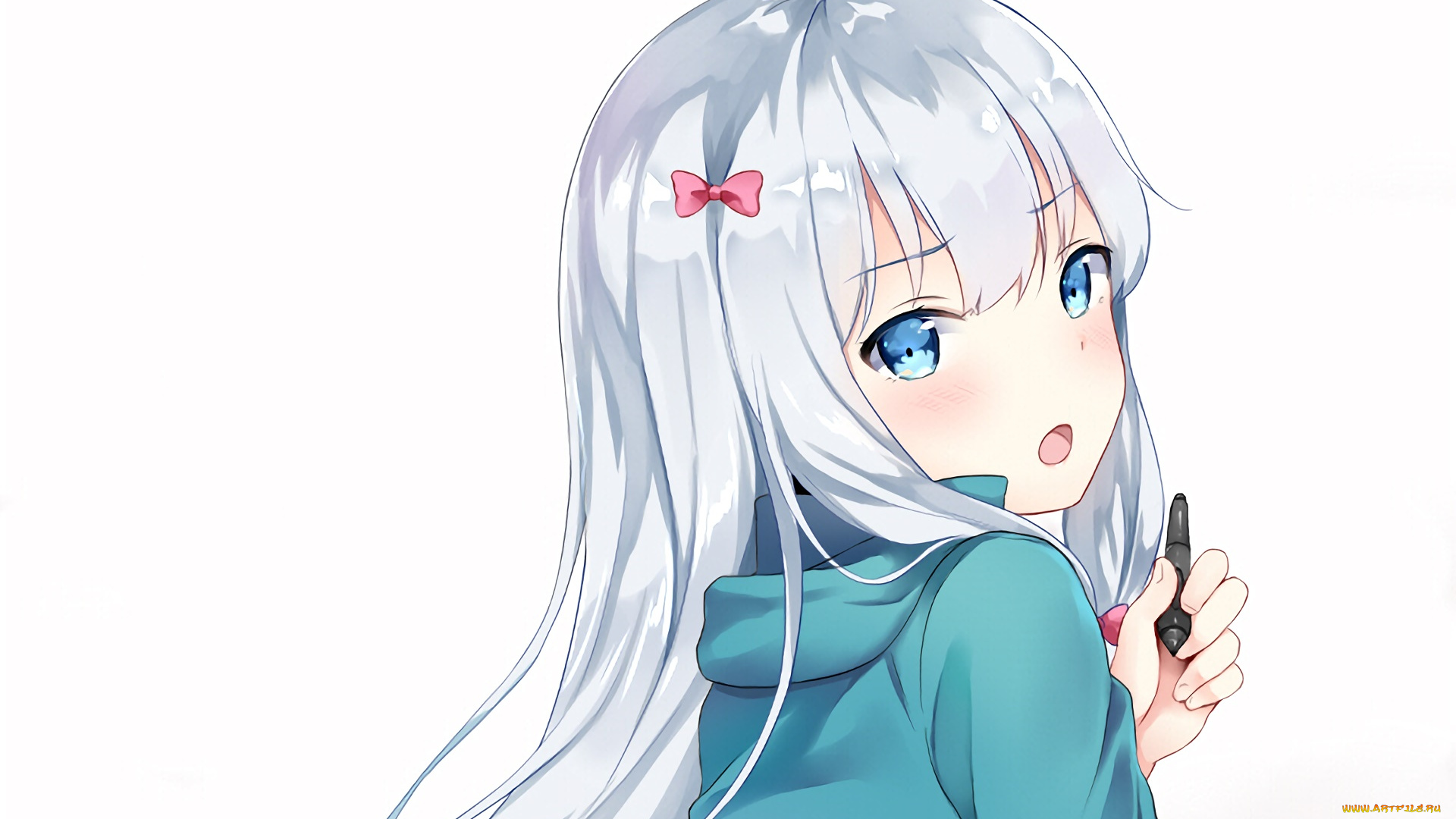 аниме, eromanga-sensei, девушка, взгляд, фон