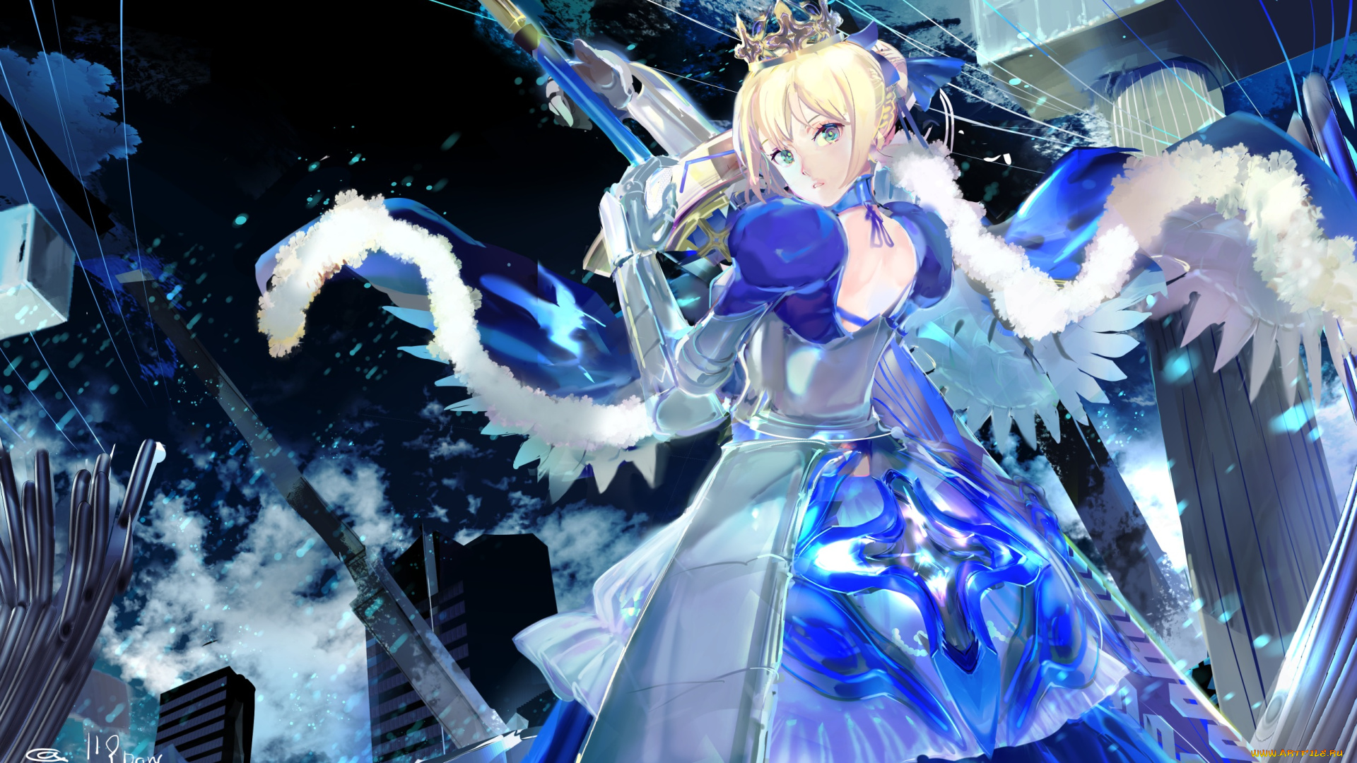 аниме, fate, stay, night, saber