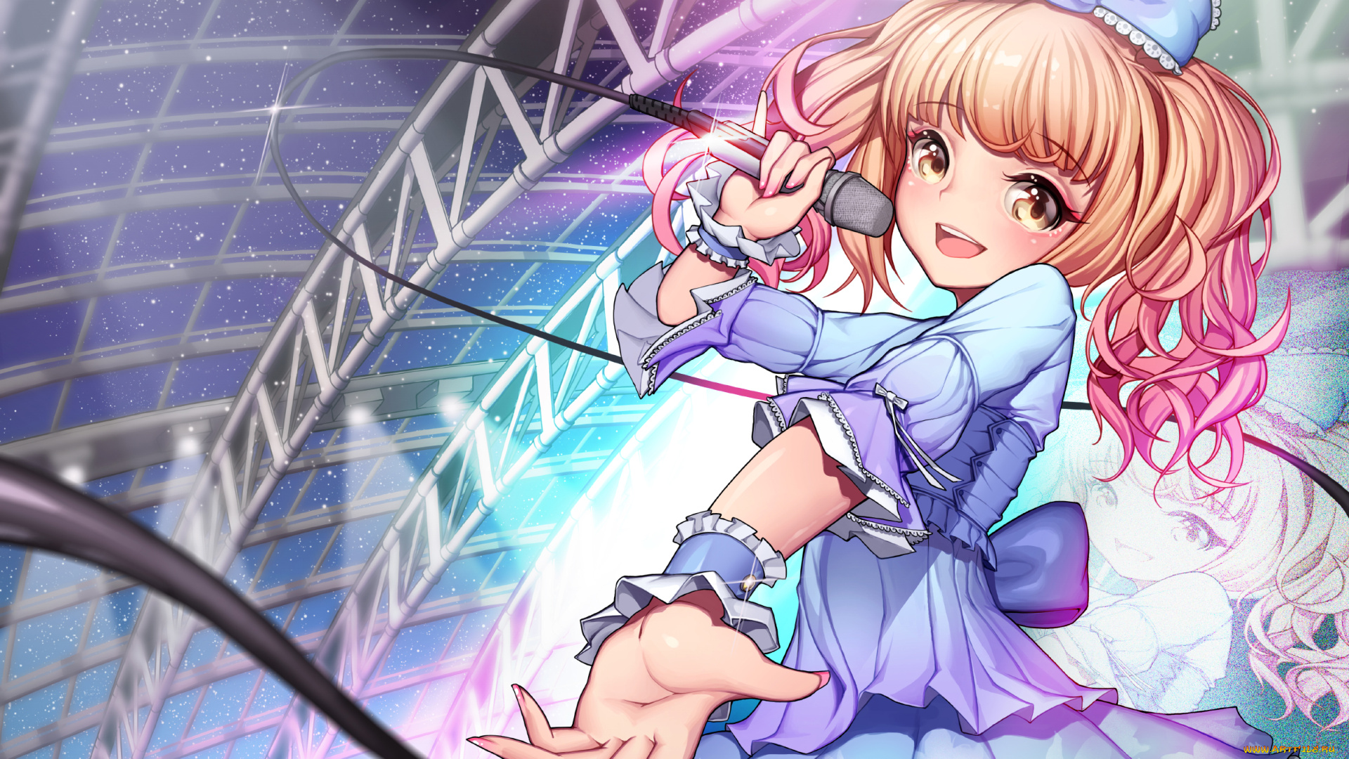 аниме, музыка, взгляд, фон, девушка