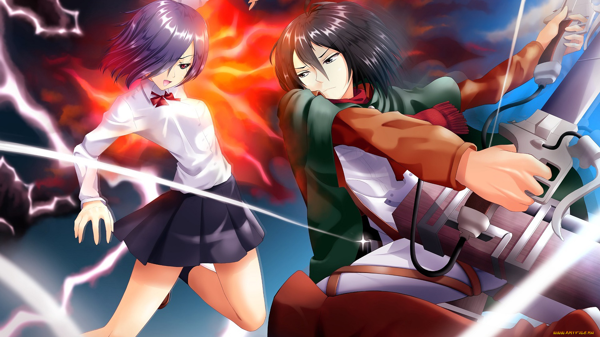 аниме, оружие, , техника, , технологии, фон, взгляд, девушка