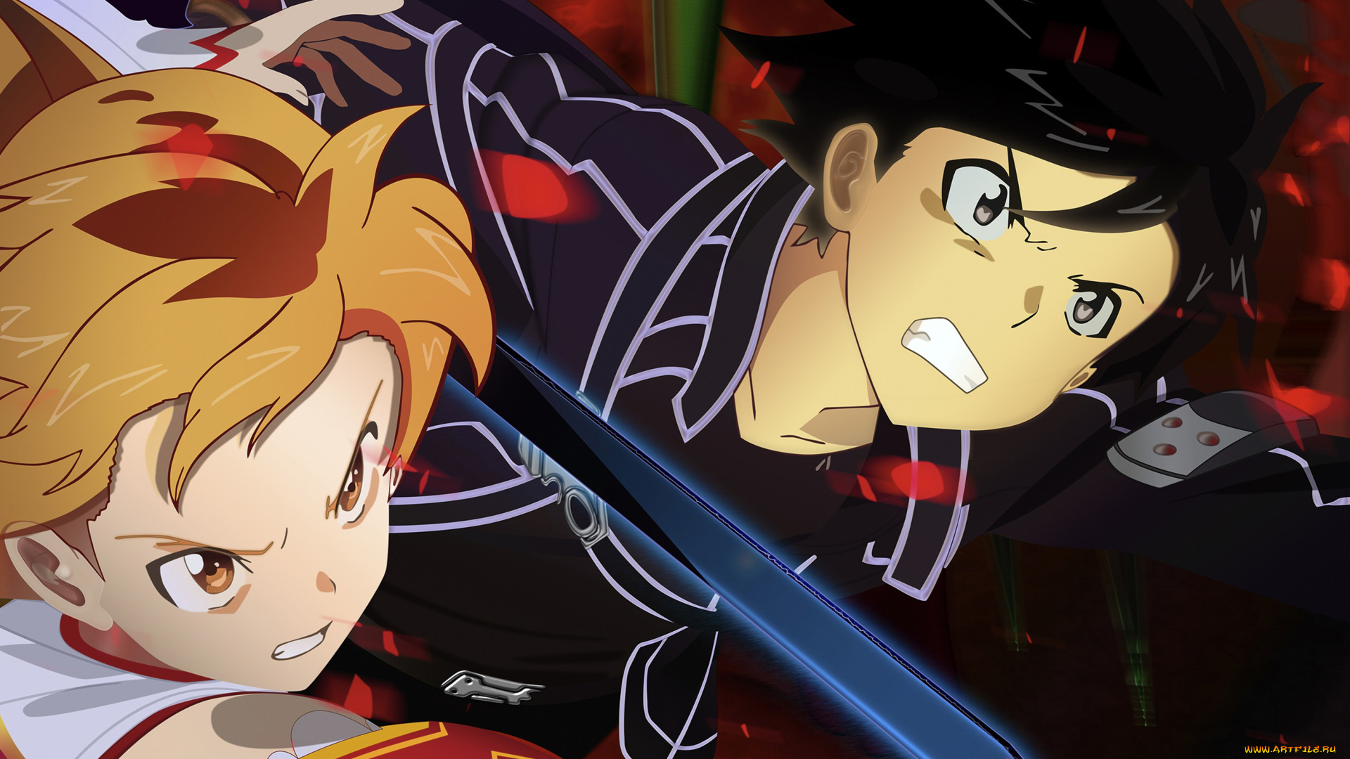 аниме, sword, art, online, асуна, кирито