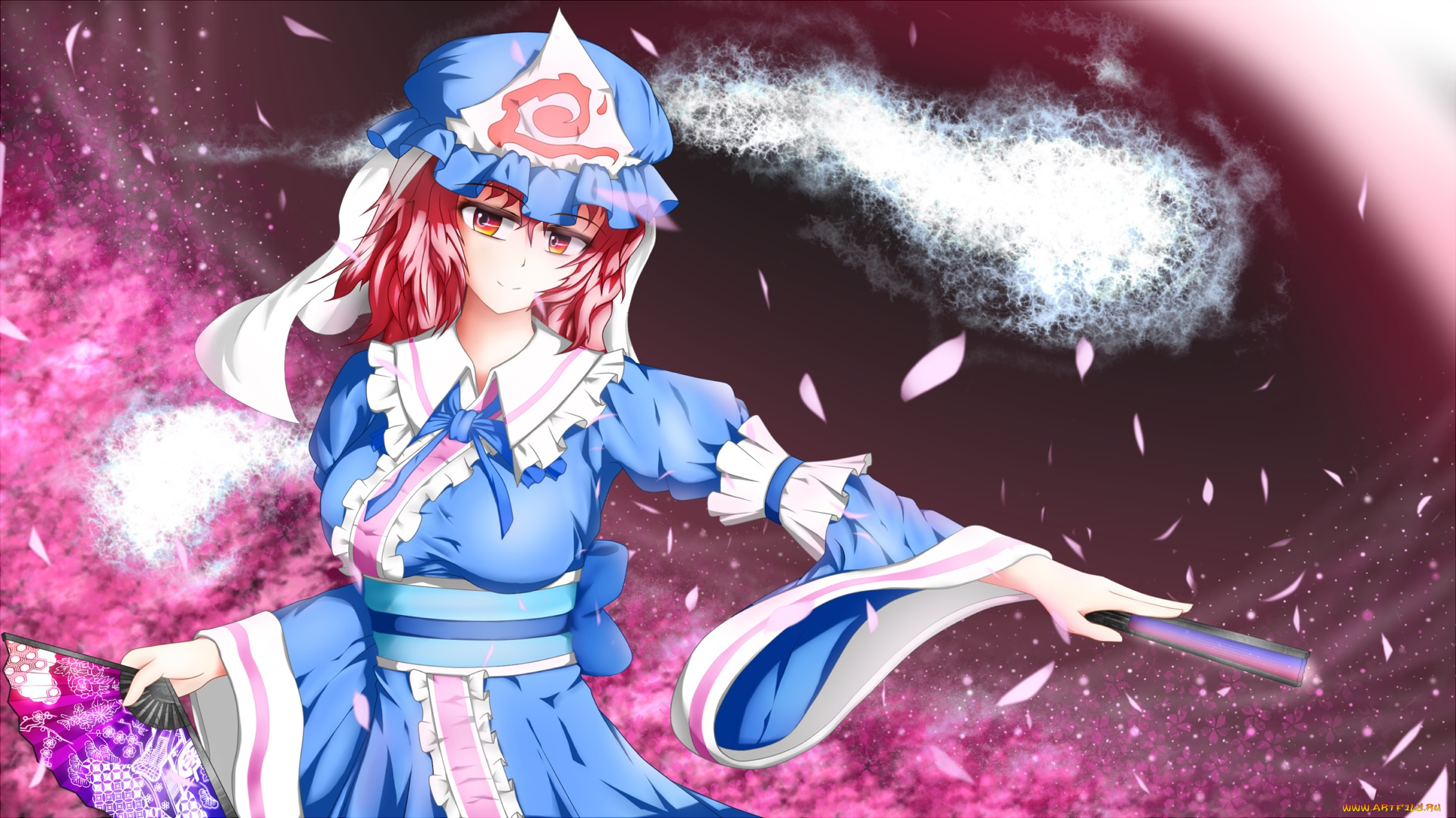 аниме, touhou, девушка, взгляд, фон