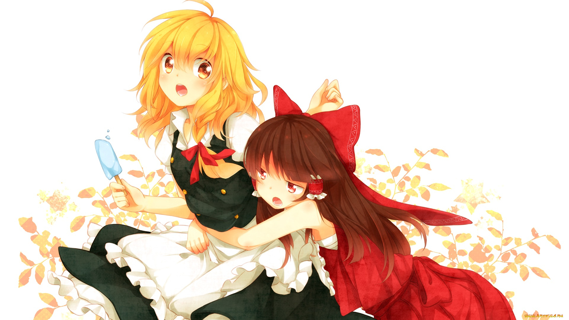 аниме, touhou, девушка, взгляд, фон