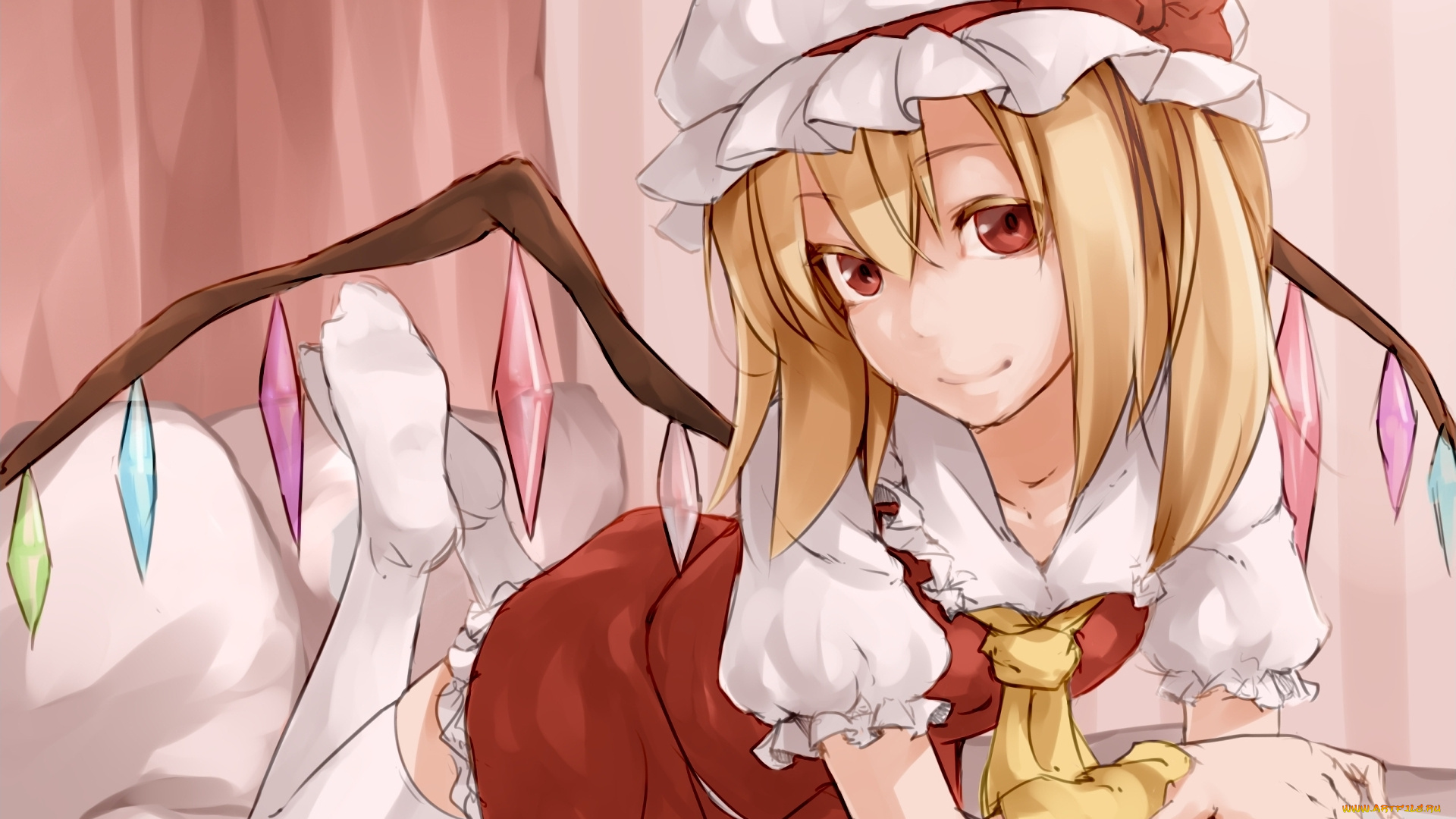 аниме, touhou, девушка, взгляд, фон