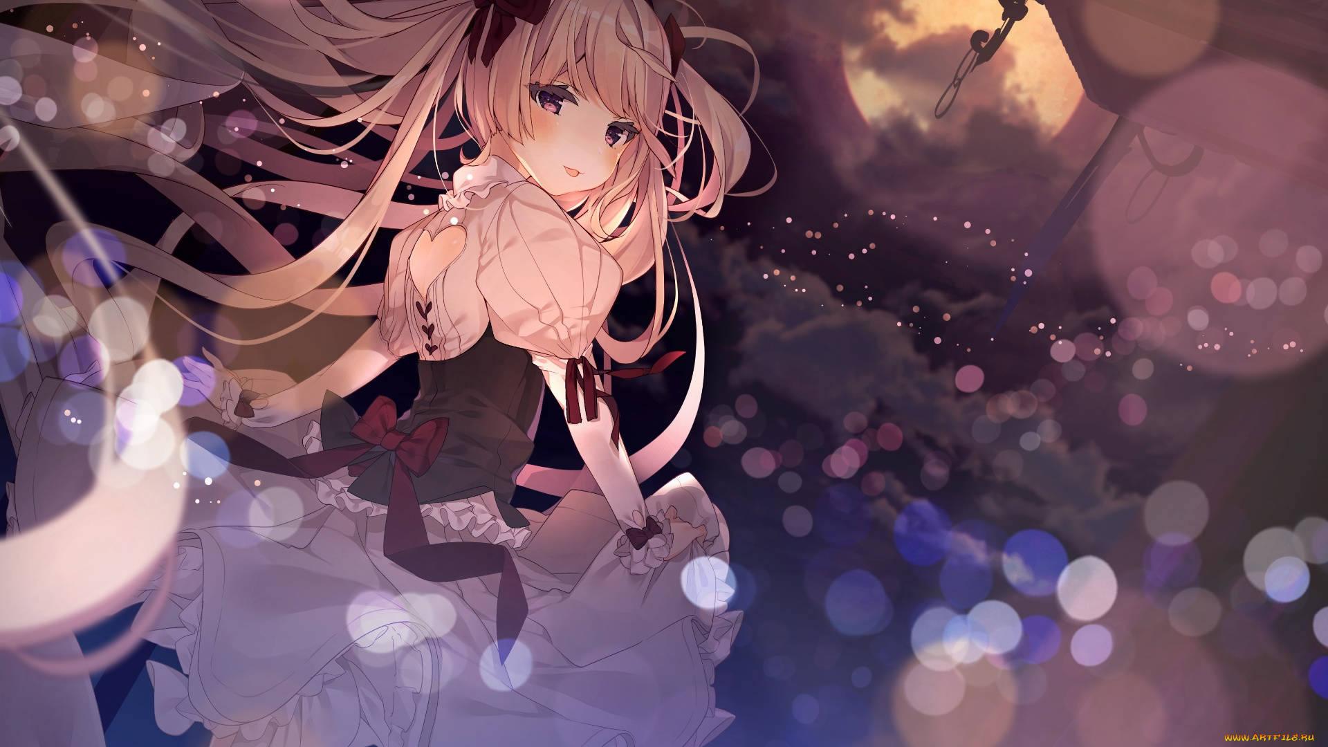 аниме, unknown, , другое, взгляд, девушка, фон