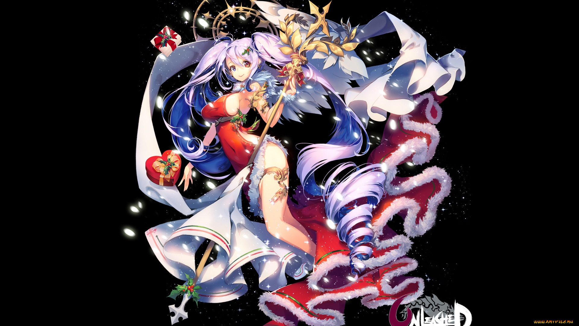 аниме, зима, , новый, год, , рождество, девушка