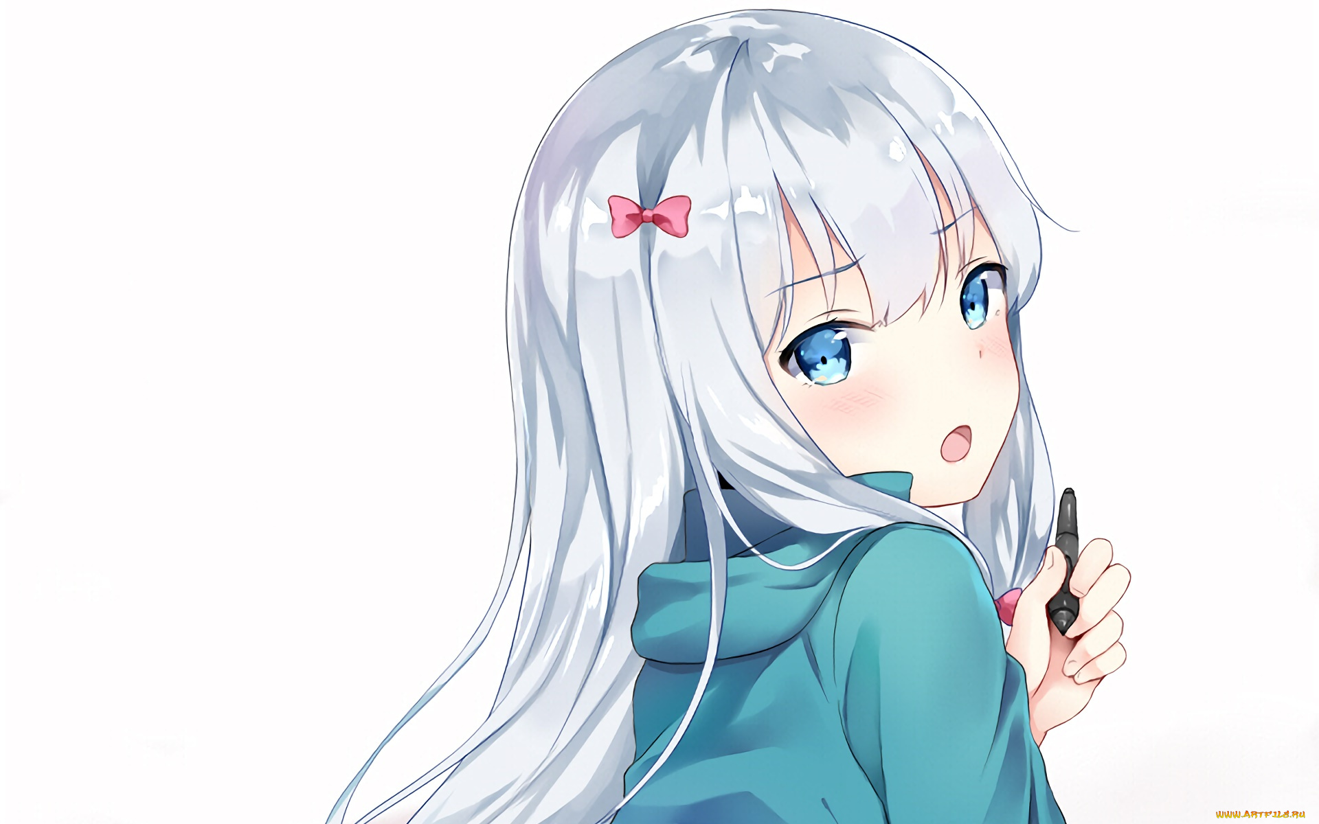 аниме, eromanga-sensei, девушка, взгляд, фон