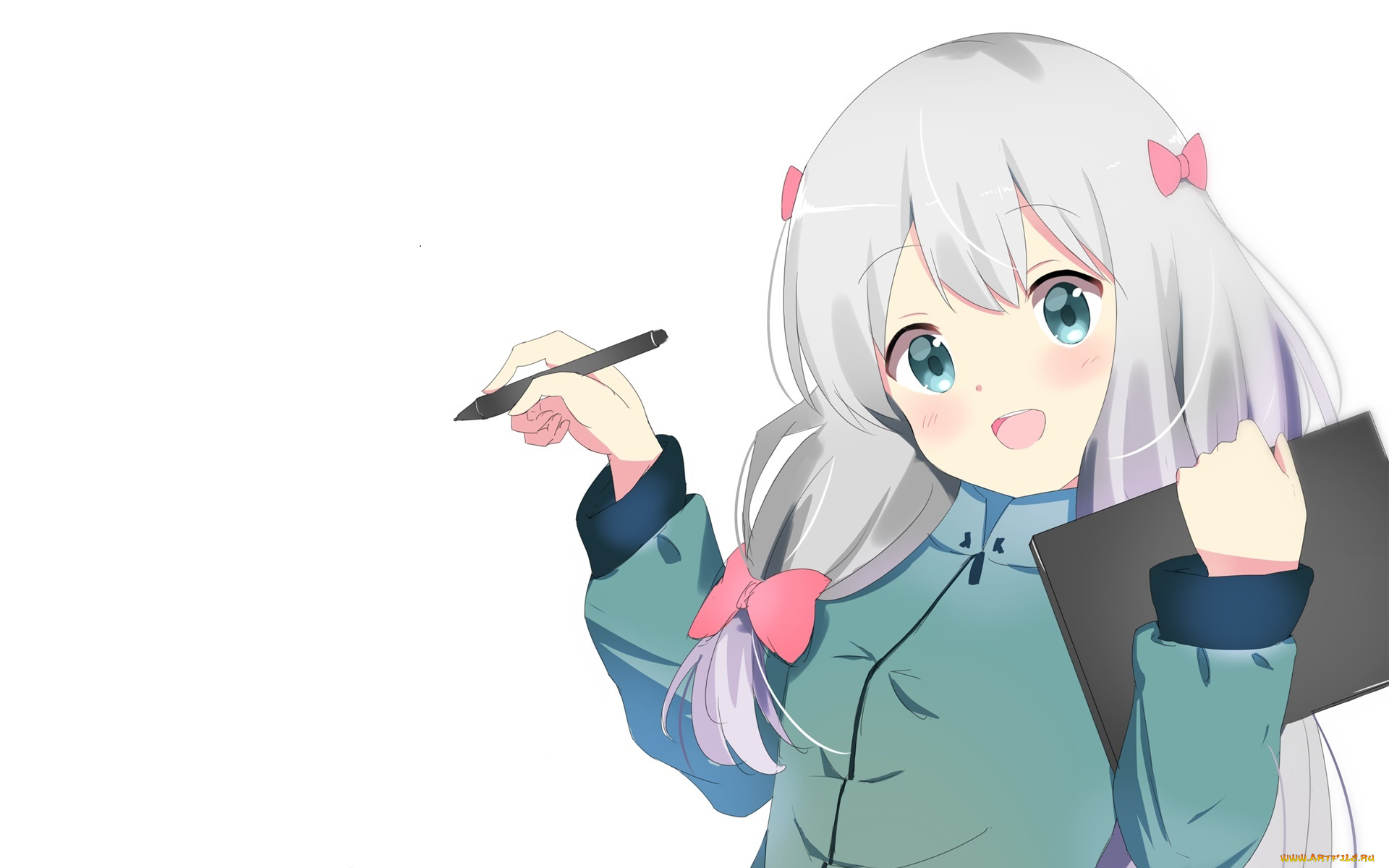 аниме, eromanga-sensei, девушка, взгляд, фон