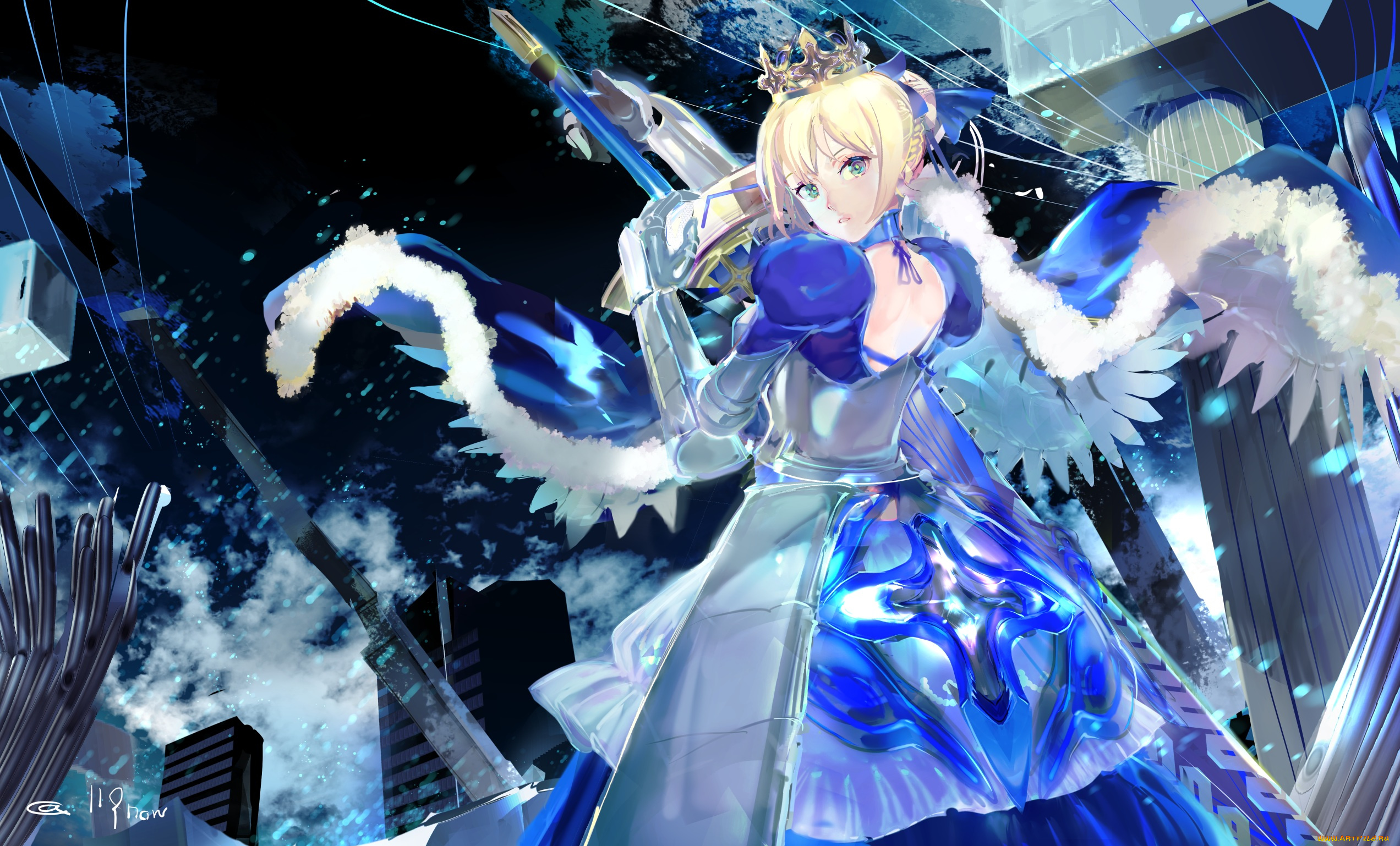 аниме, fate, stay, night, saber
