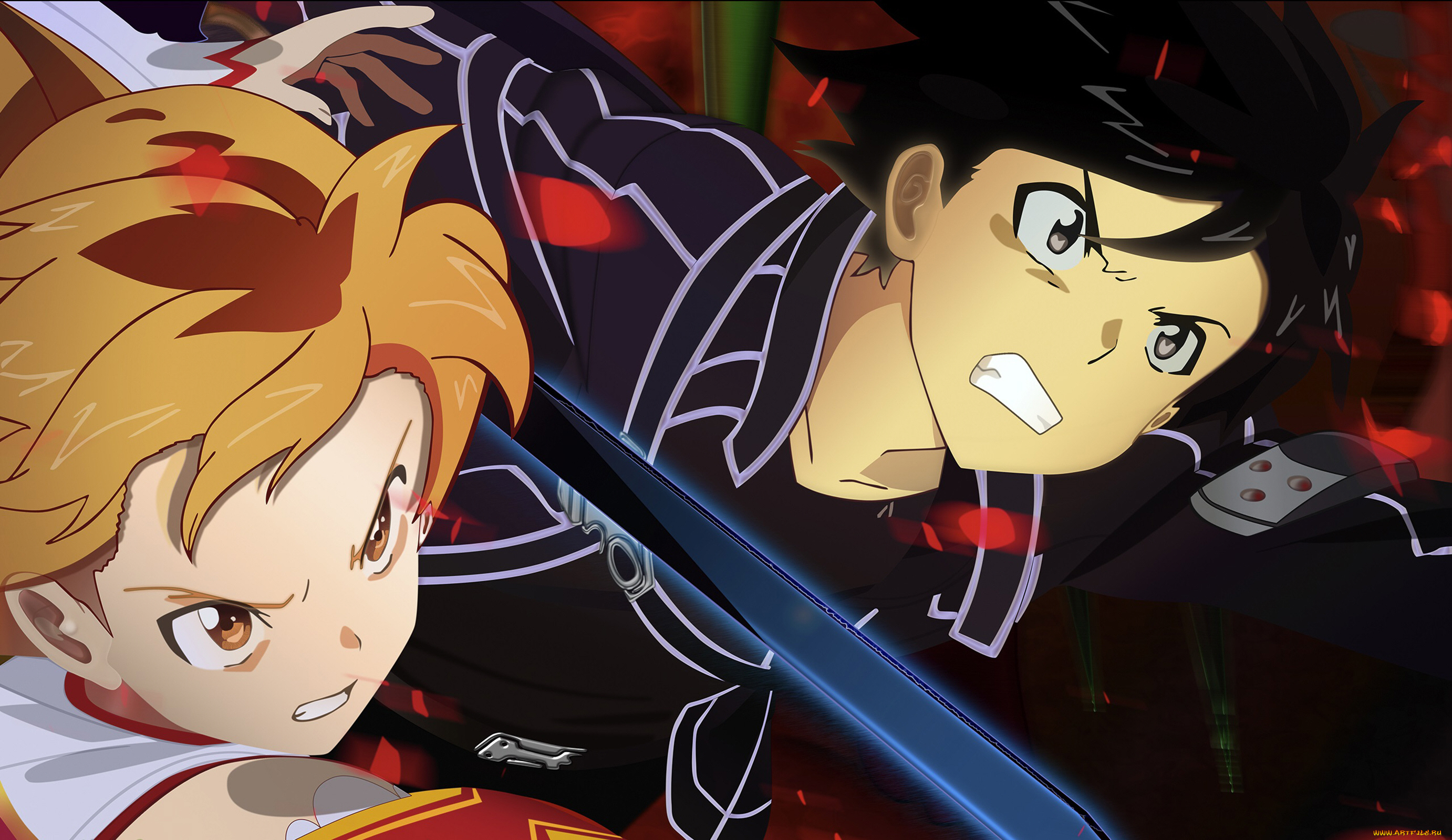 аниме, sword, art, online, асуна, кирито