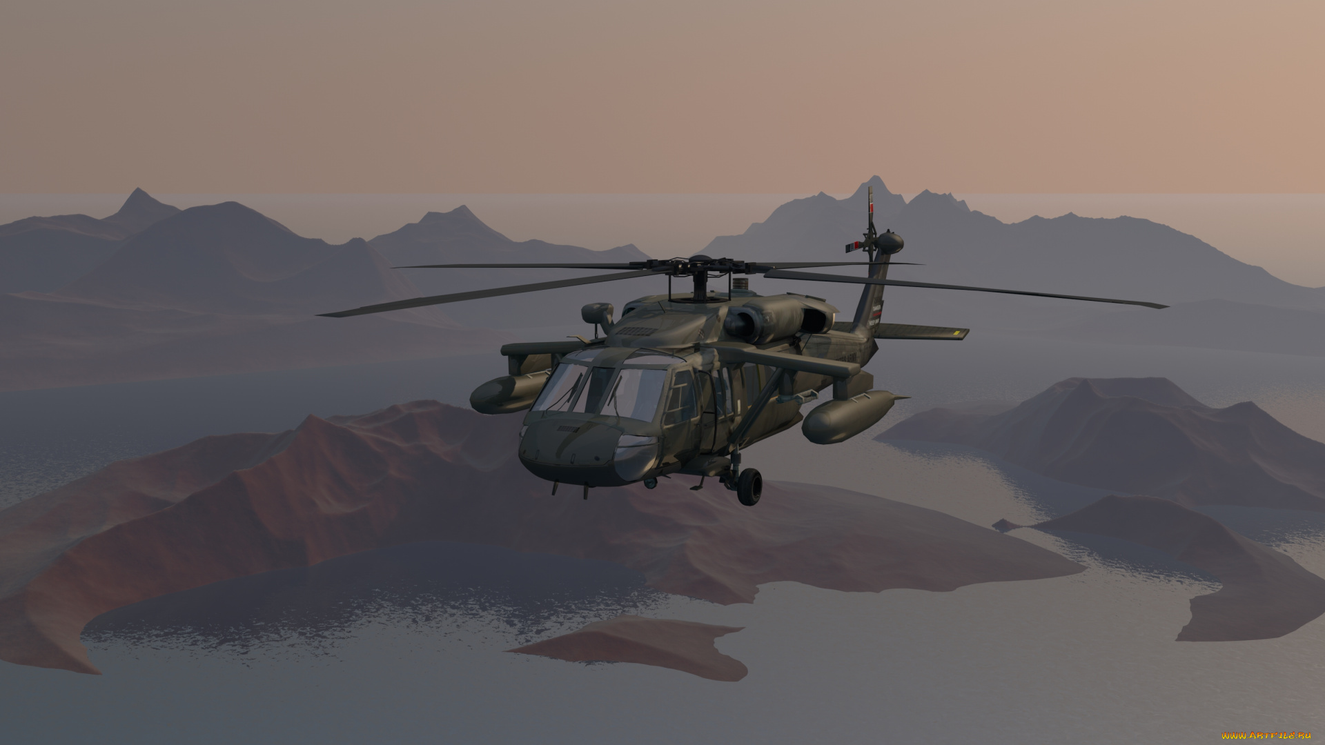 авиация, 3д, рисованые, v-graphic, полет, вертолет