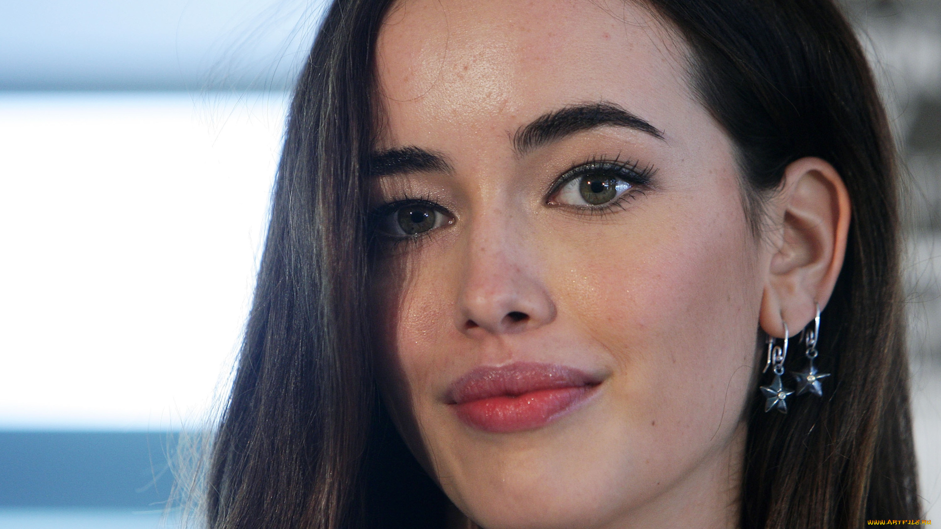 девушки, sarah, stephens, лицо, модель, серьги, улыбка