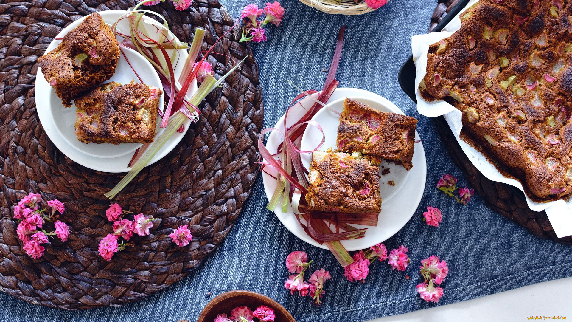 еда, пироги, цветы, пирог