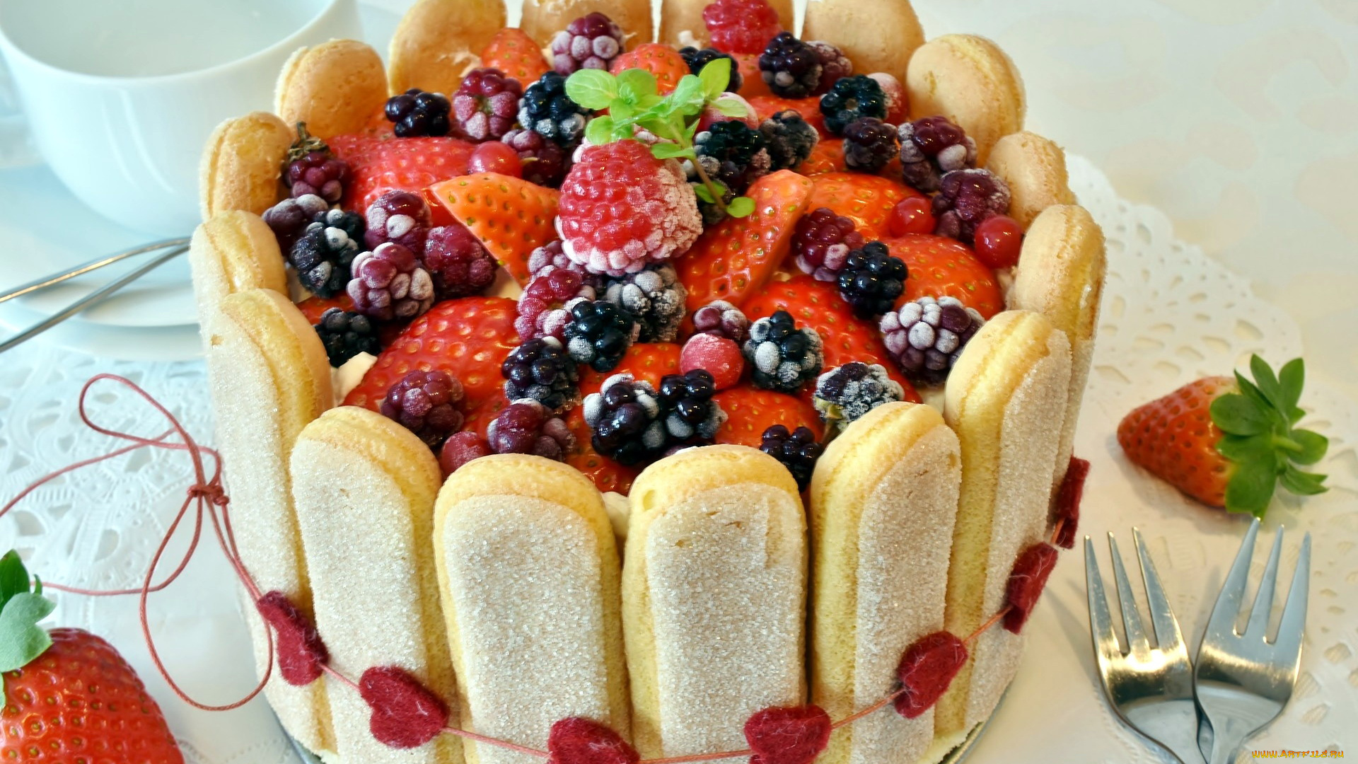 еда, торты, савоярди, торт, печенье, клубника