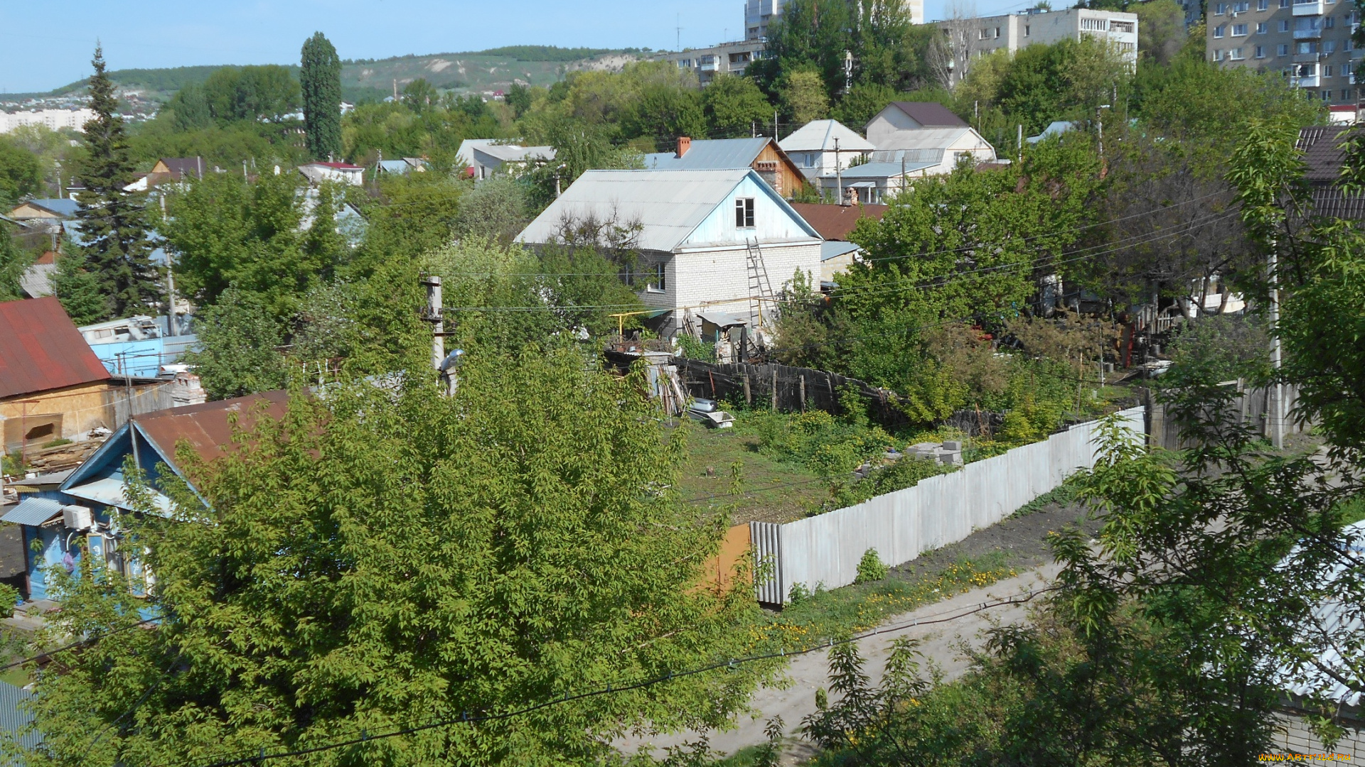 города, -, панорамы, деревья, город, здание