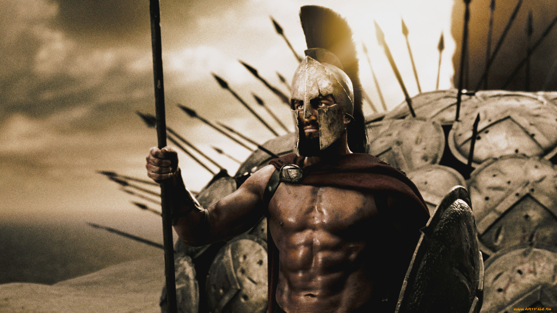 кино, фильмы, 300, спартанцы, воины, щиты, амуниция, копья