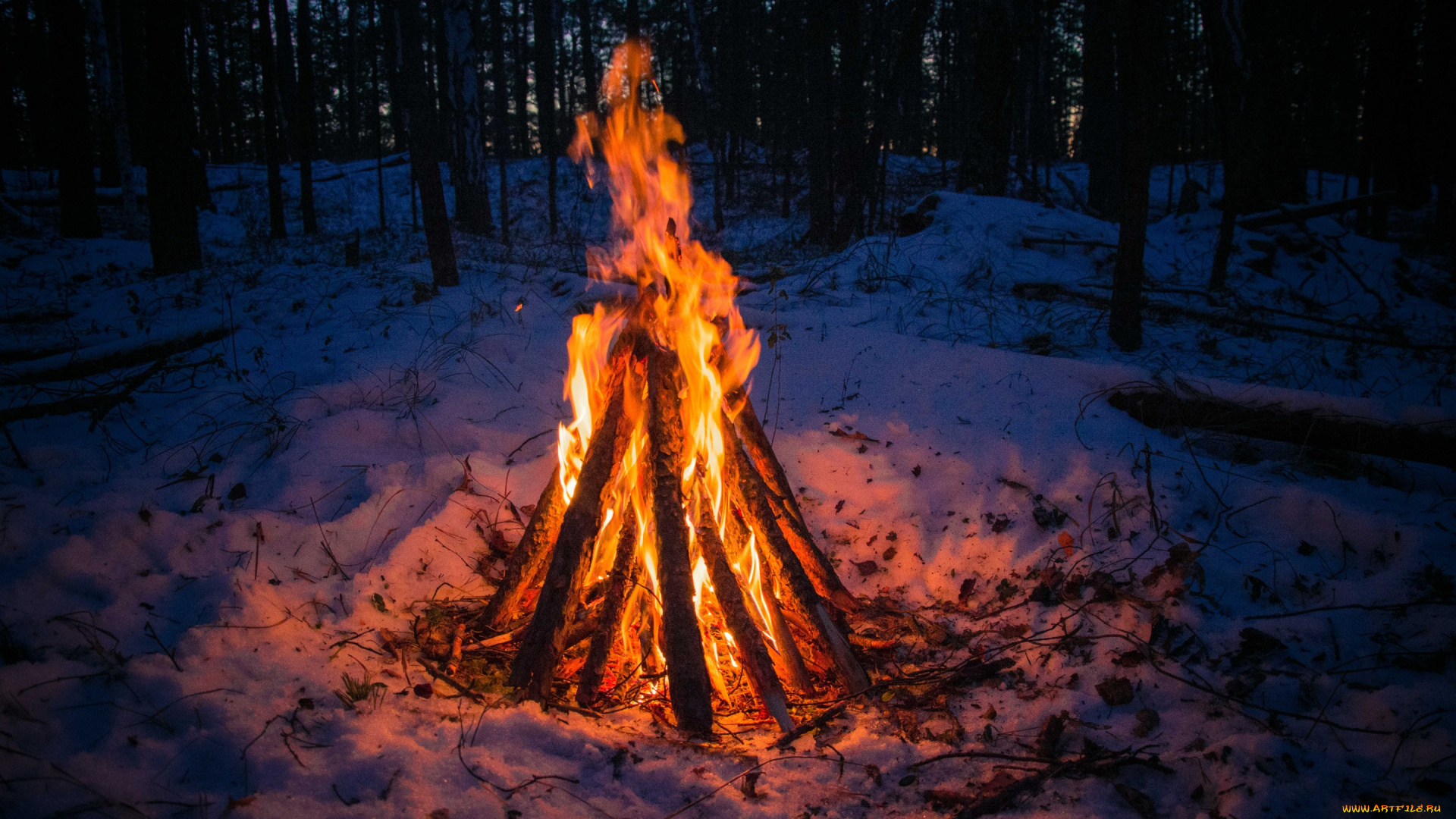 природа, огонь, поселок, исеть, снег, тепло, одиночество, у, огня, зима, костер, урал, лес