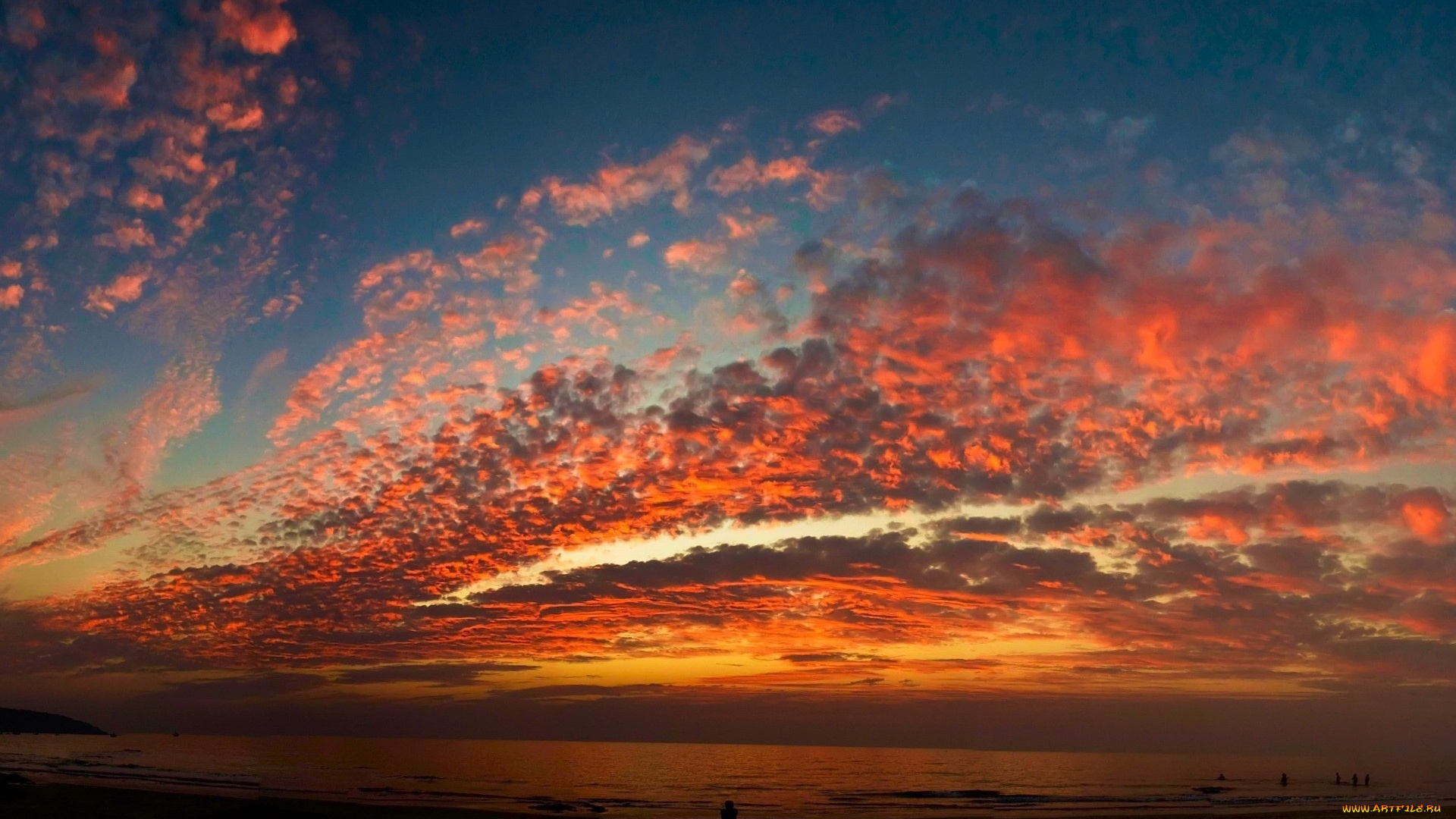 природа, восходы, закаты, закат, облака, море