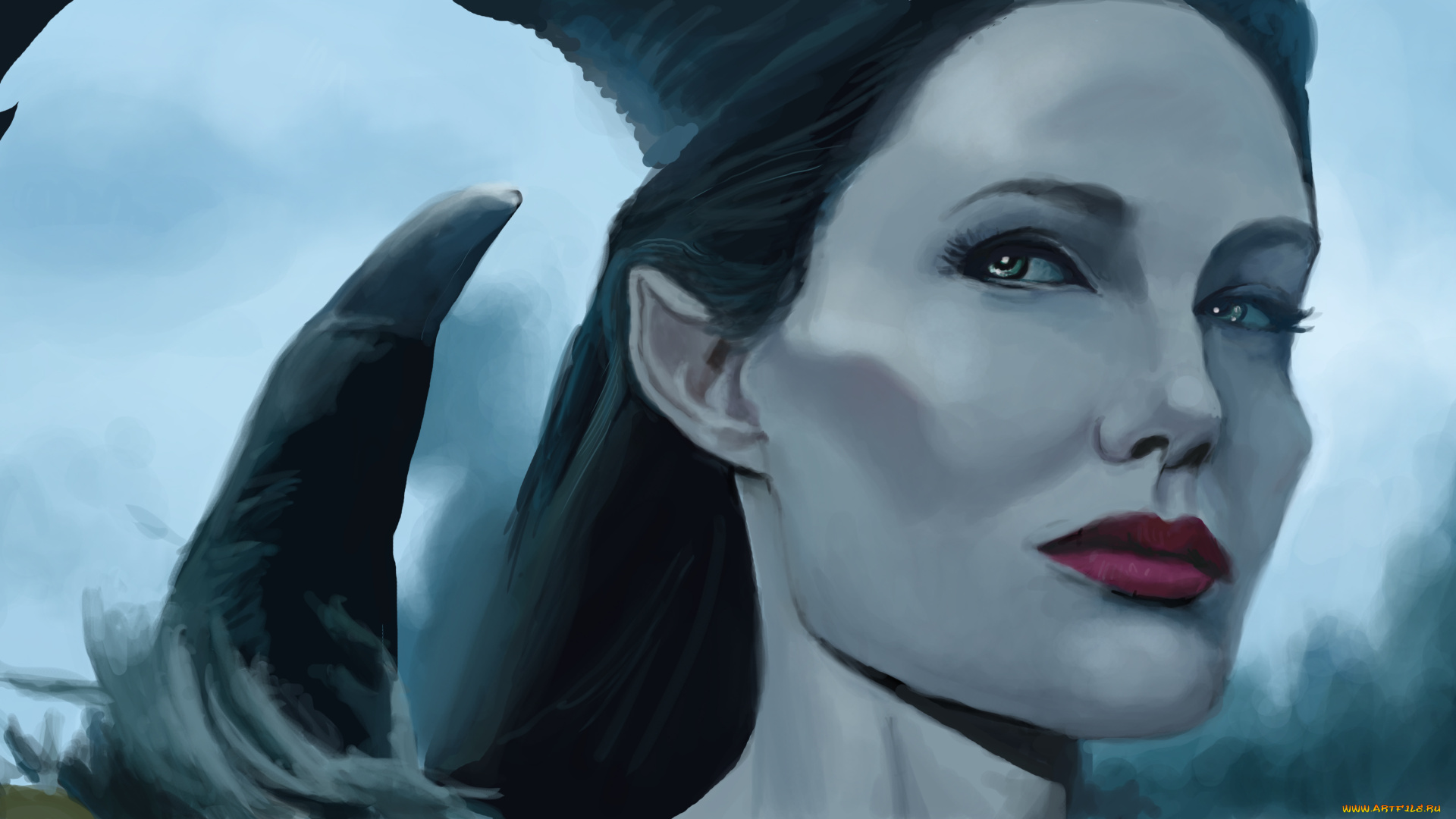 рисованное, кино, девушка, фон, взгляд