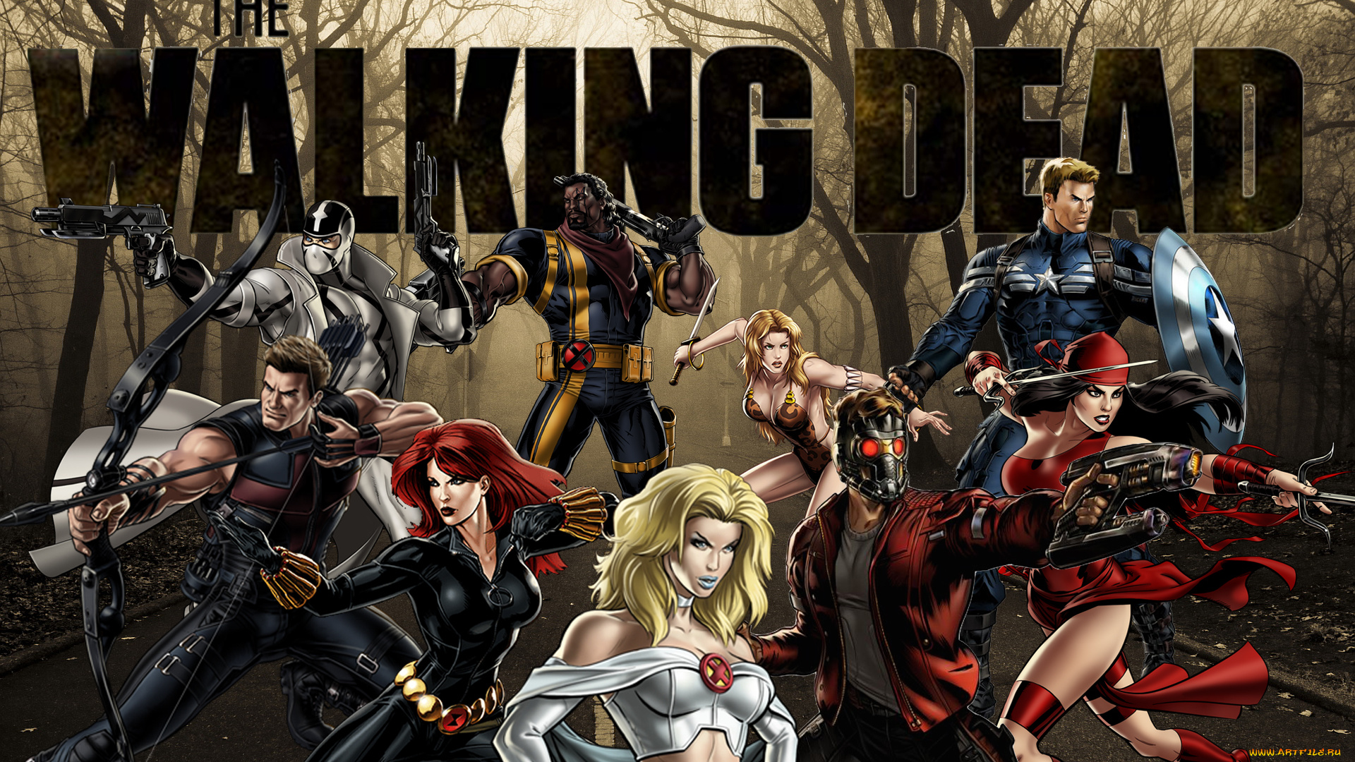 рисованное, комиксы, девушки, мужчины, фон, униформа