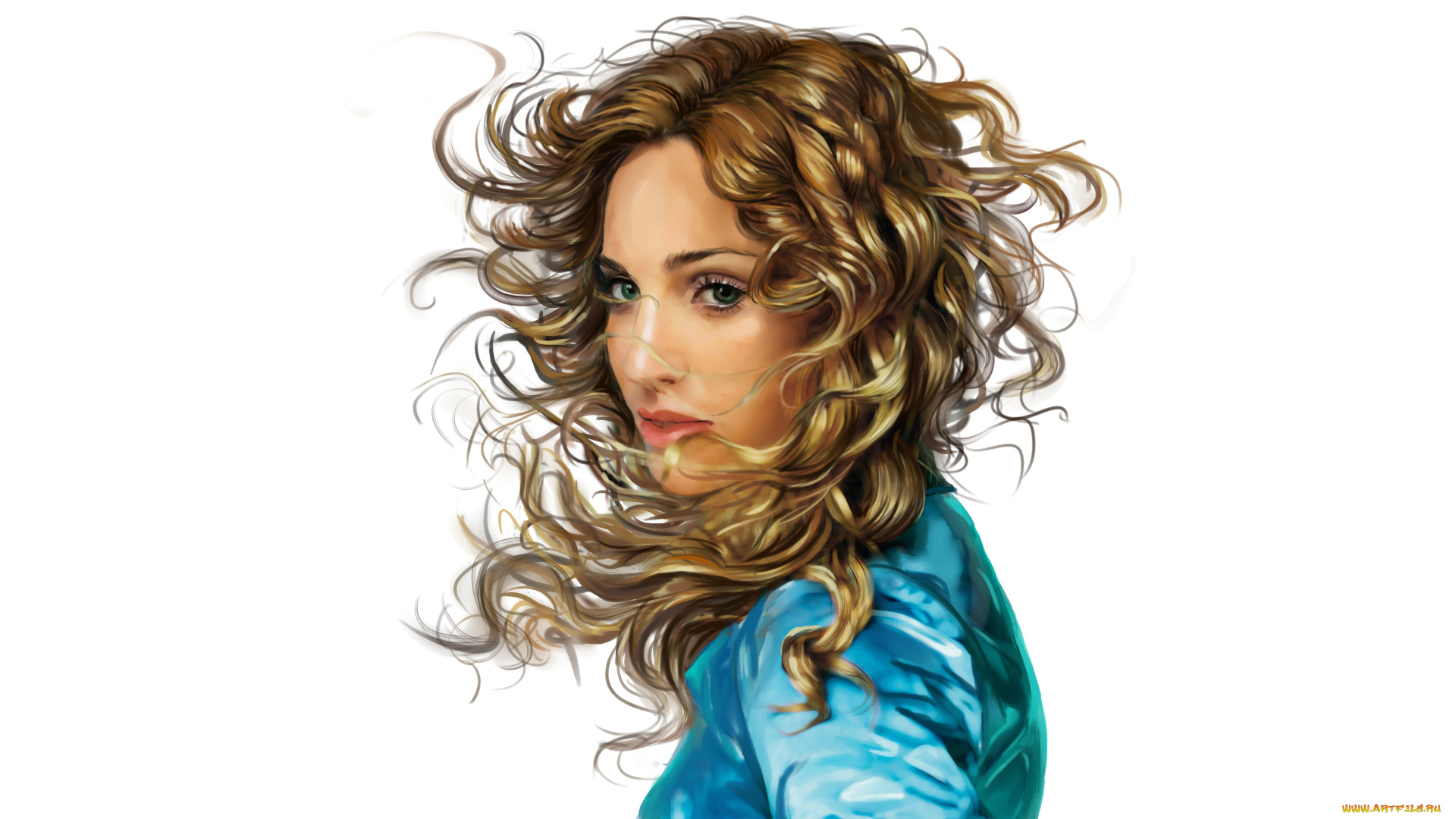 рисованное, люди, девушка, фон, взгляд