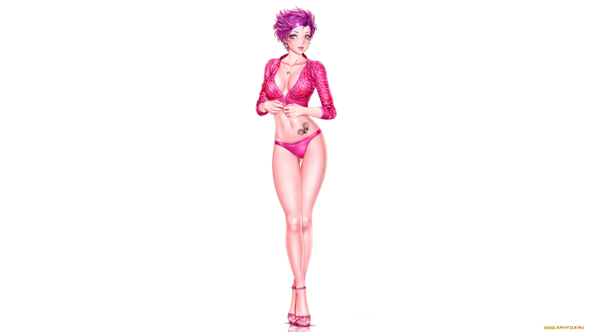 рисованное, люди, девушка, фон, взгляд, тату