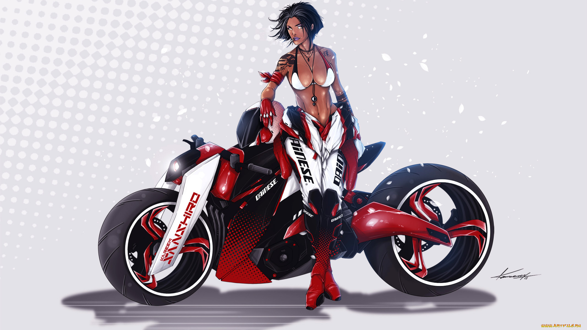 рисованное, люди, фон, взгляд, девушка