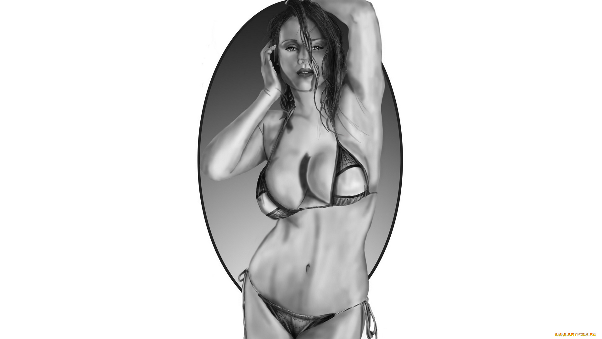 рисованное, люди, взгляд, фон, девушка