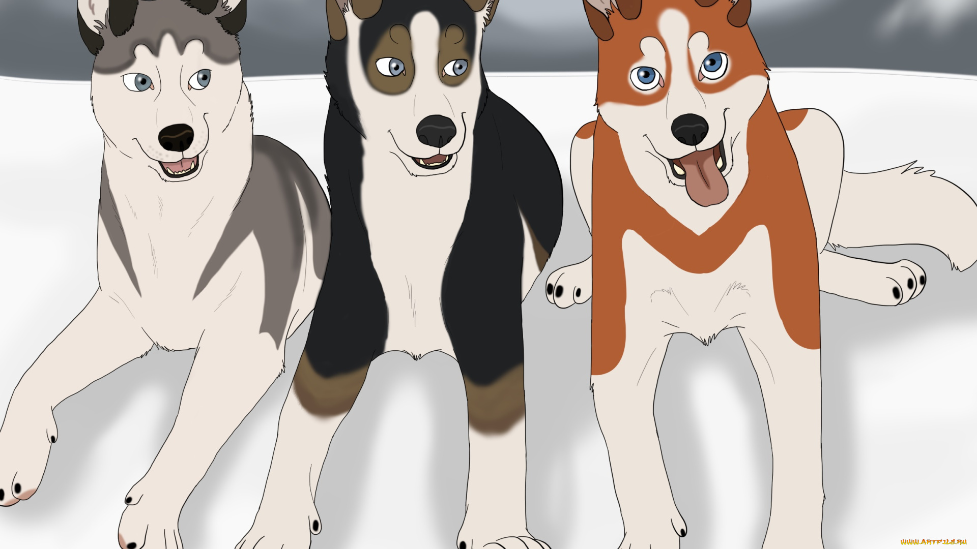 рисованное, животные, , собаки, собаки