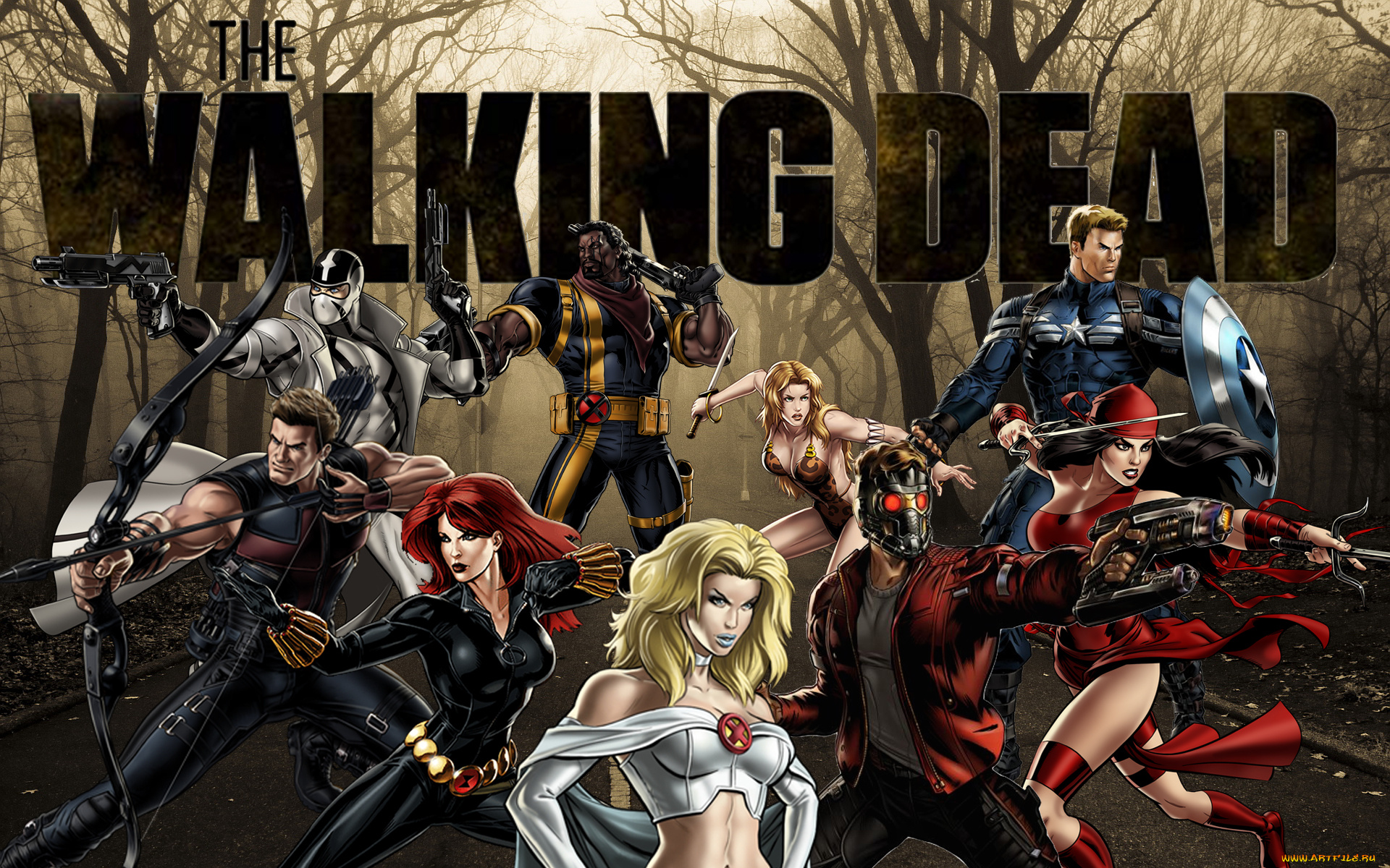 рисованное, комиксы, девушки, мужчины, фон, униформа