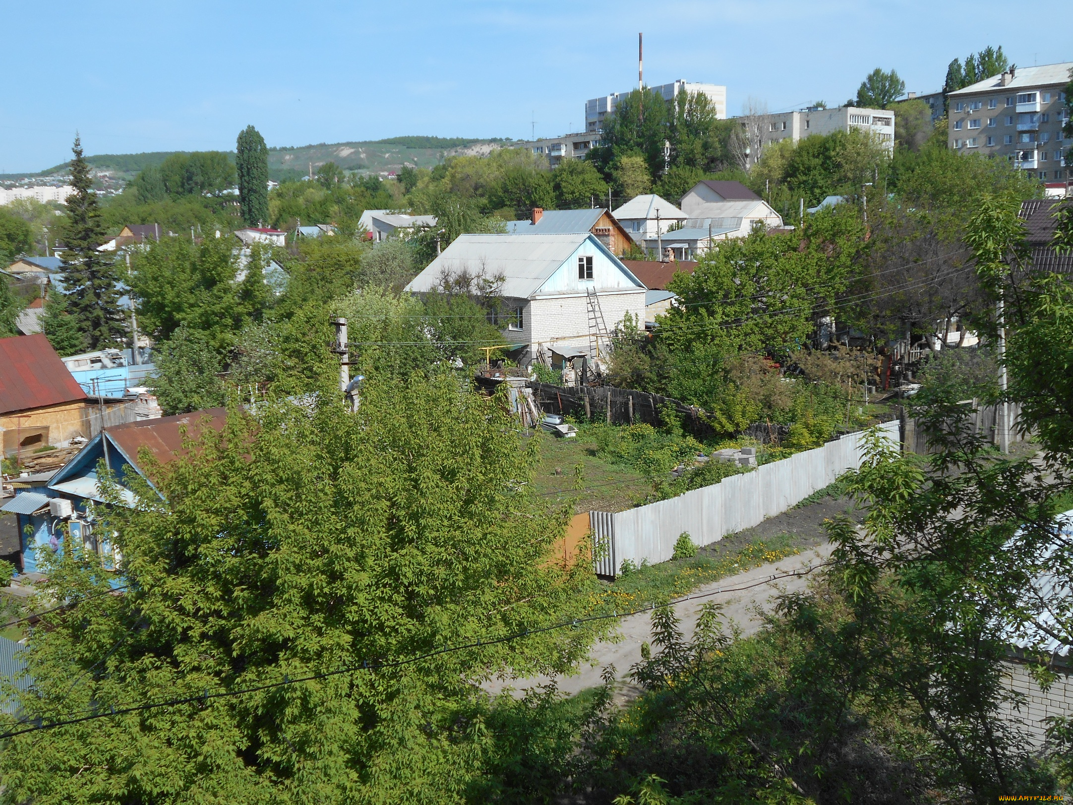 города, -, панорамы, деревья, город, здание