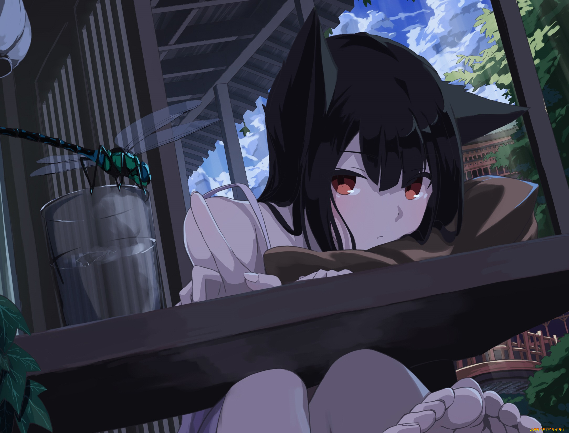 аниме, животные, , существа, девушка