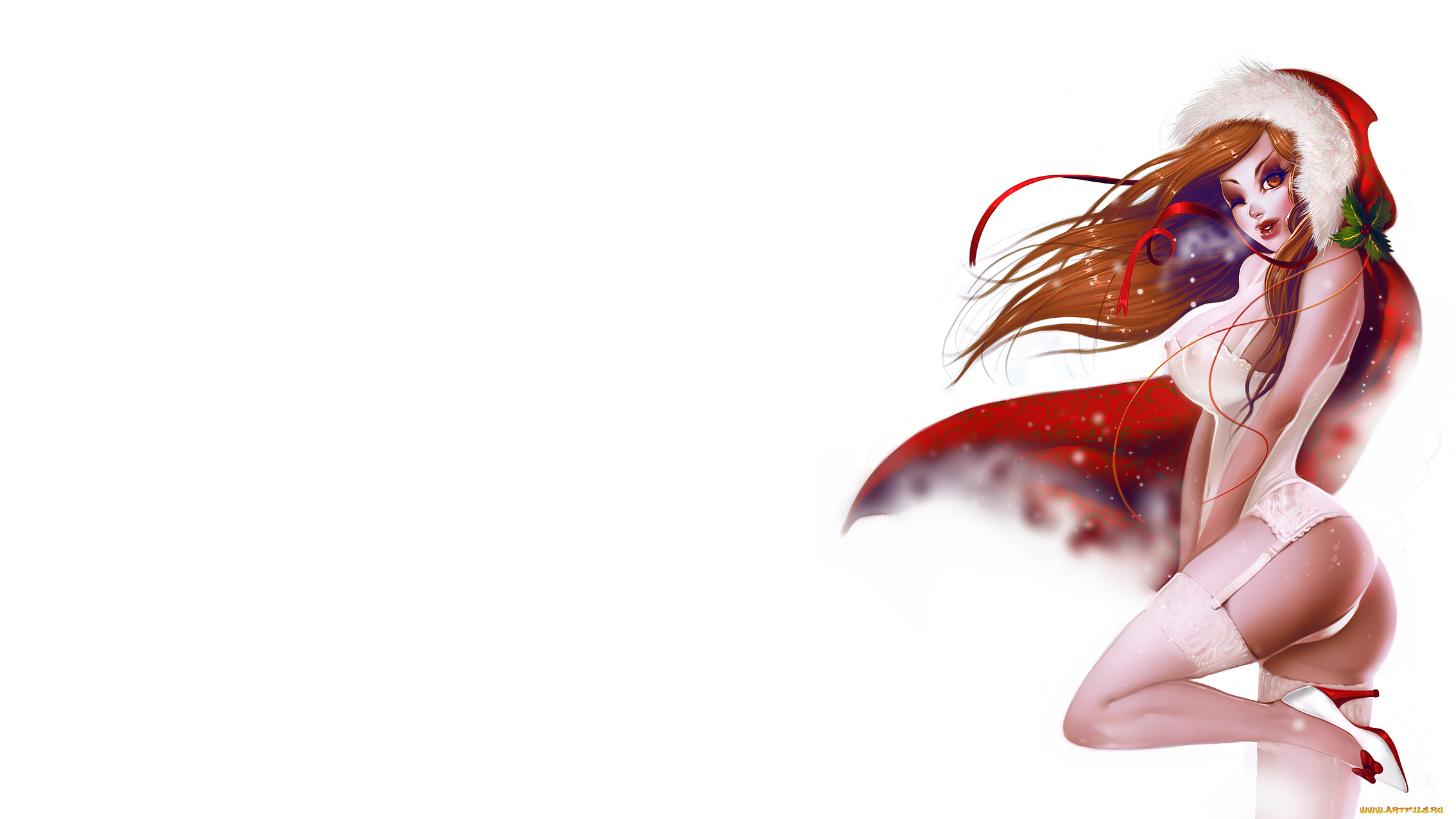 праздничные, -, разное, , новый, год, девушка, фон, взгляд