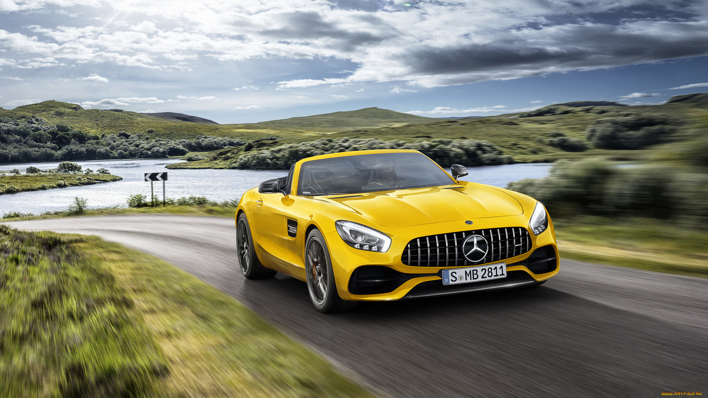 mercedes-benz, amg, gt, s, roadster, 2019, автомобили, mercedes-benz, amg, gt, s, roadster, 2019, жёлтый