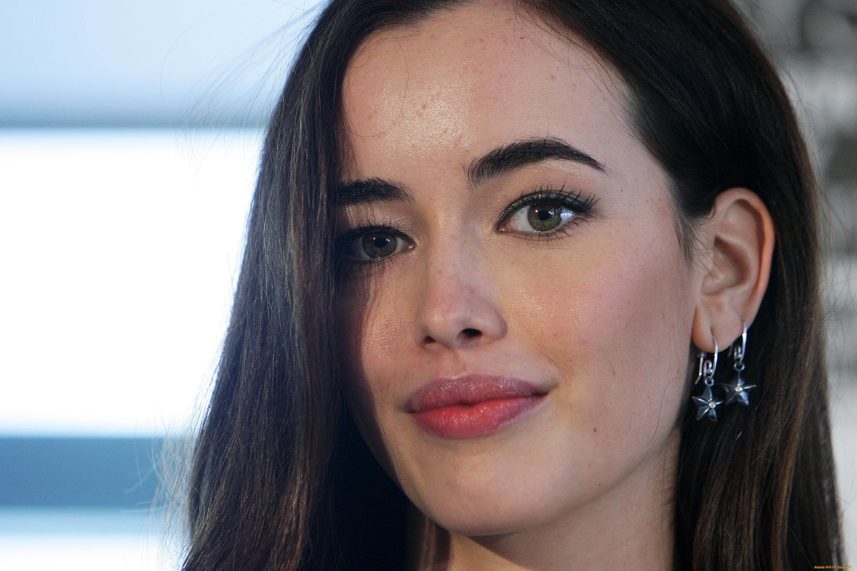 девушки, sarah, stephens, лицо, модель, серьги, улыбка