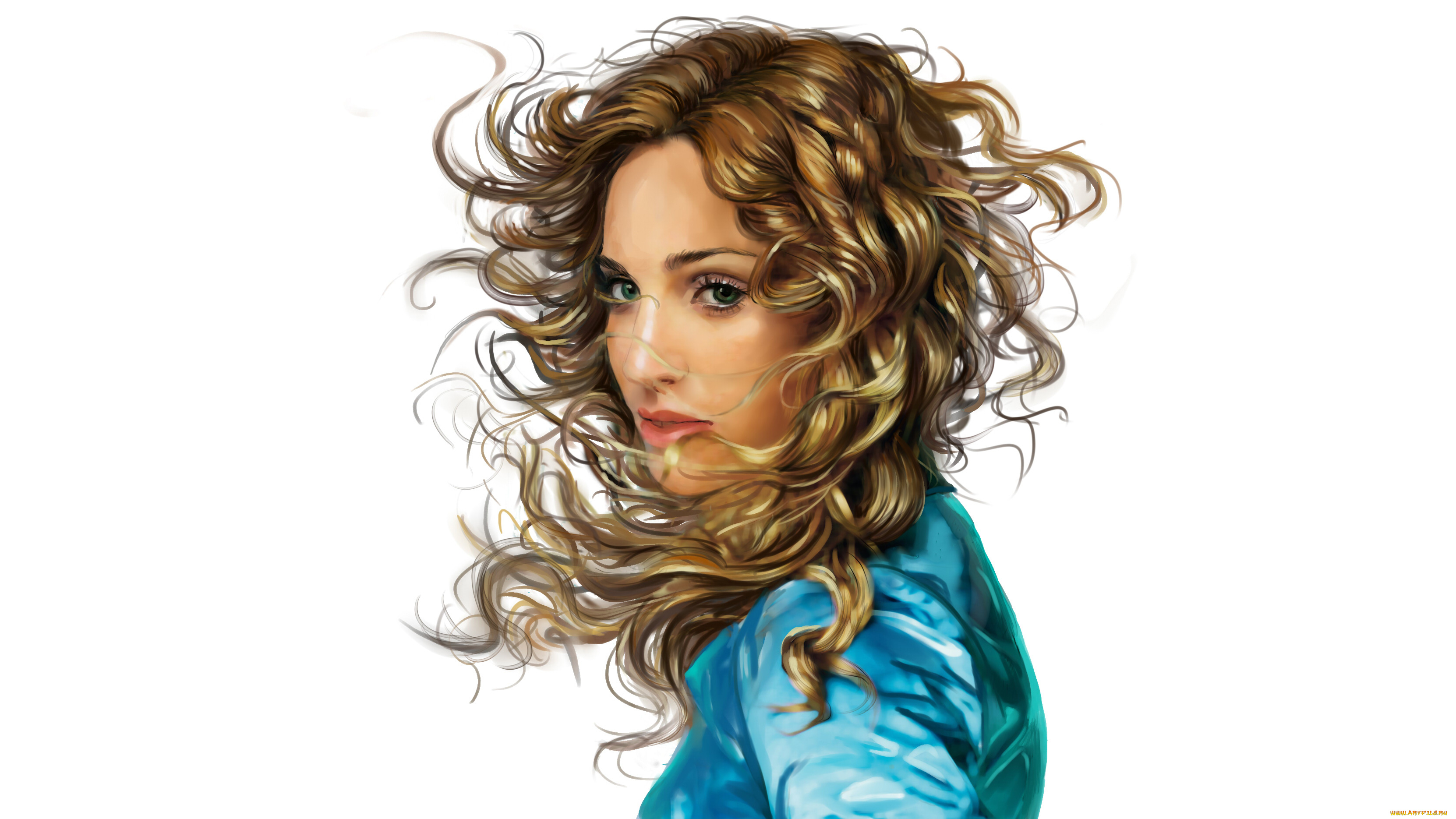 рисованное, люди, девушка, фон, взгляд