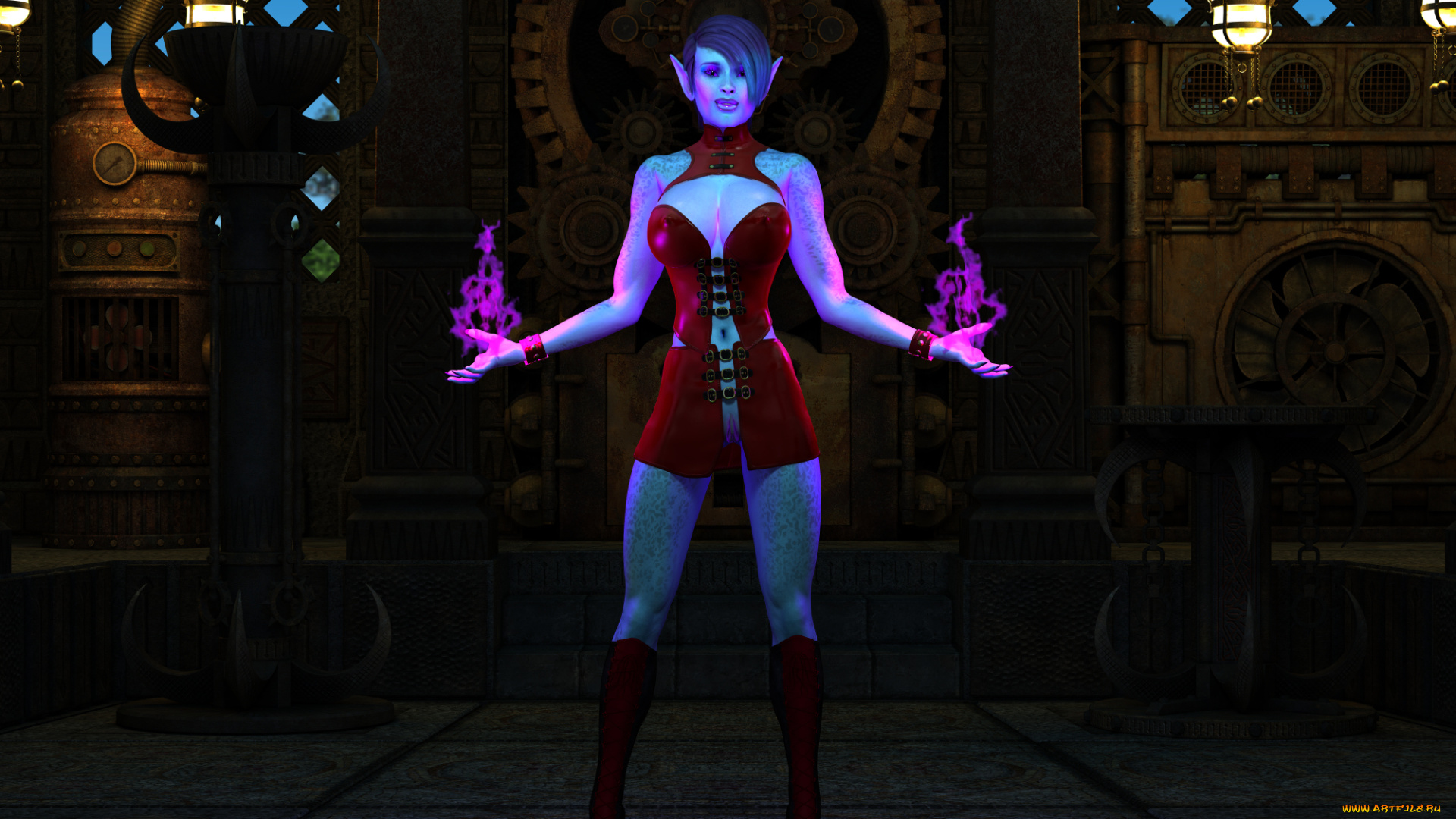 3д, графика, эльфы, , elves, взгляд, эльфийка, фон