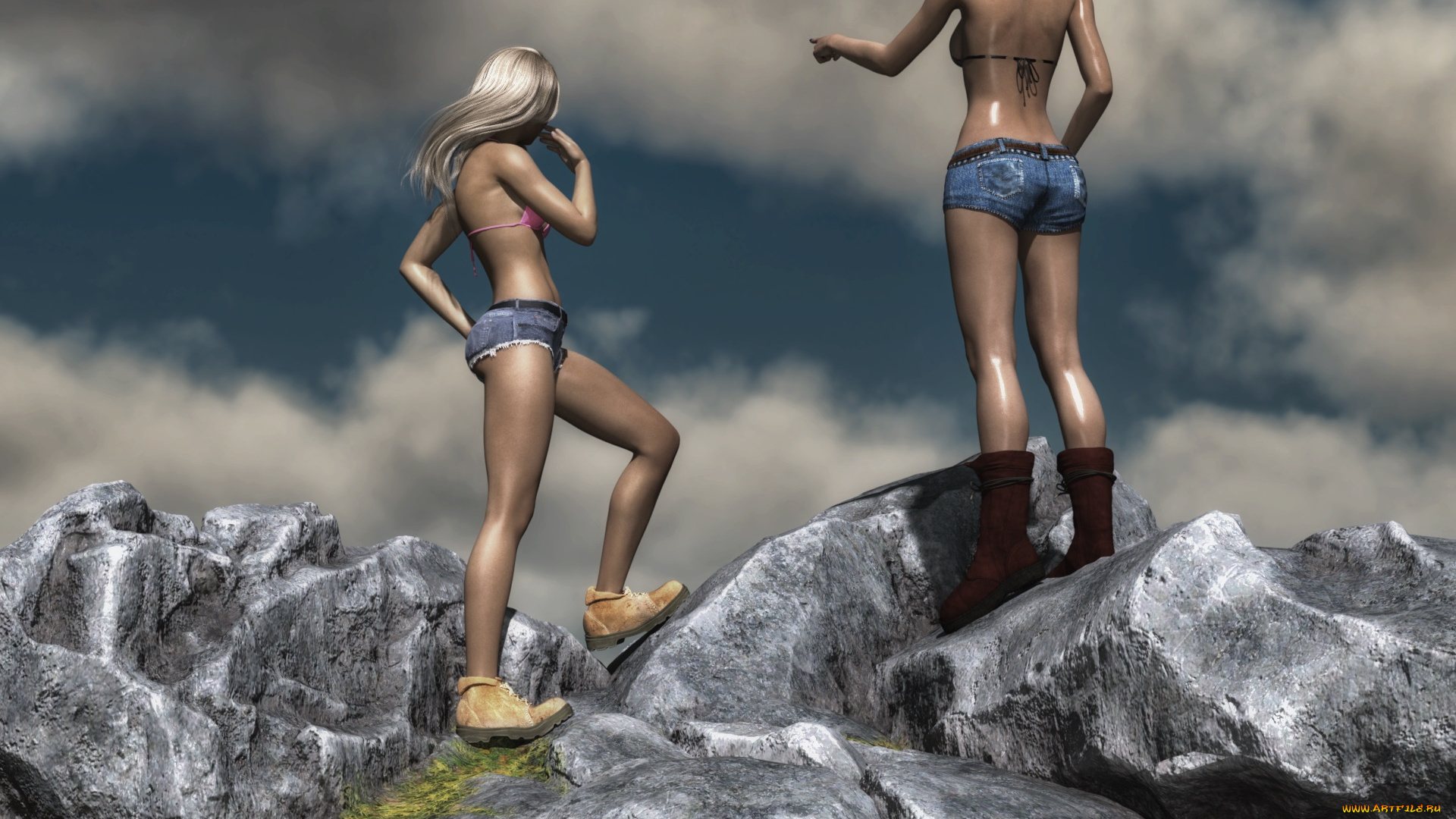 3д, графика, люди, , people, фон, взгляд, девушки